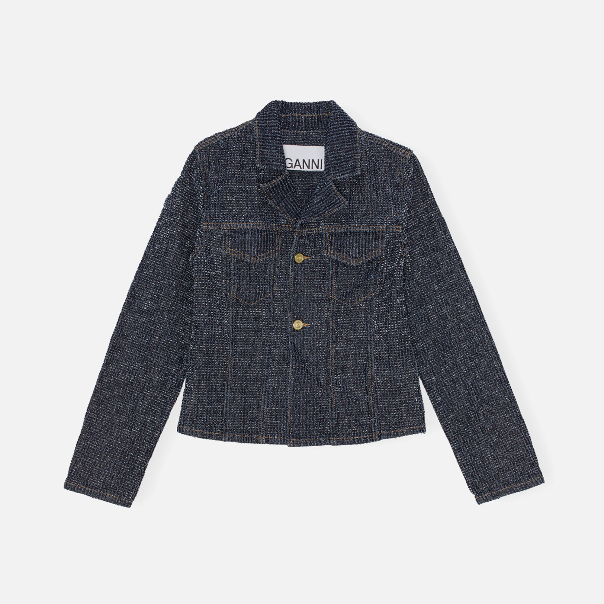 Ganni Fluffy Denim Fitted Blazer - Rinse – Kith