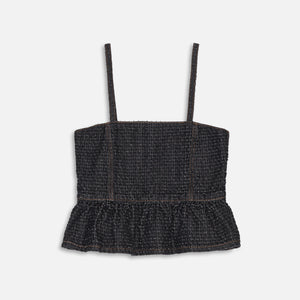 Ganni Fluffy Denim Strap top - Black