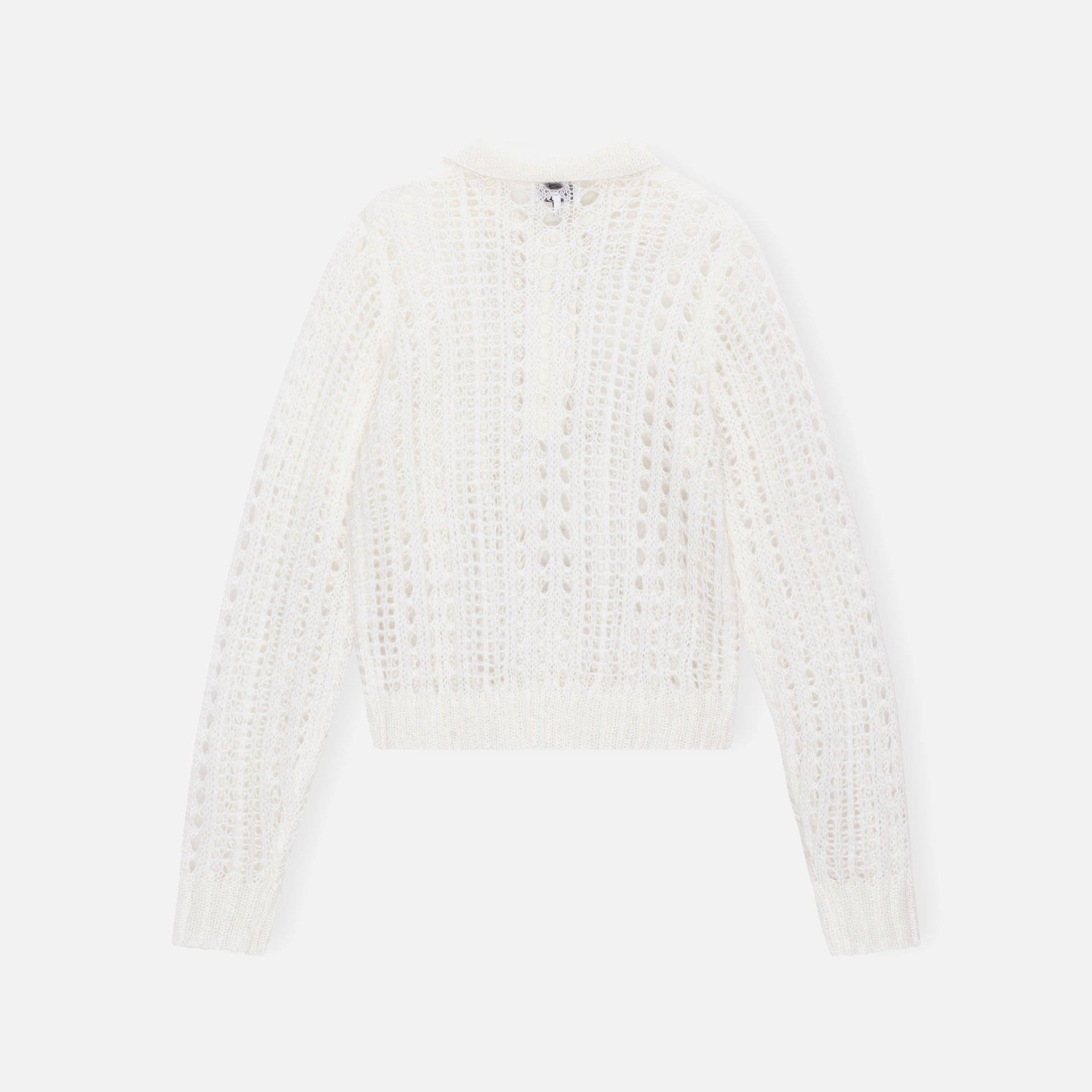 Ganni Mohair Lace Polo - White