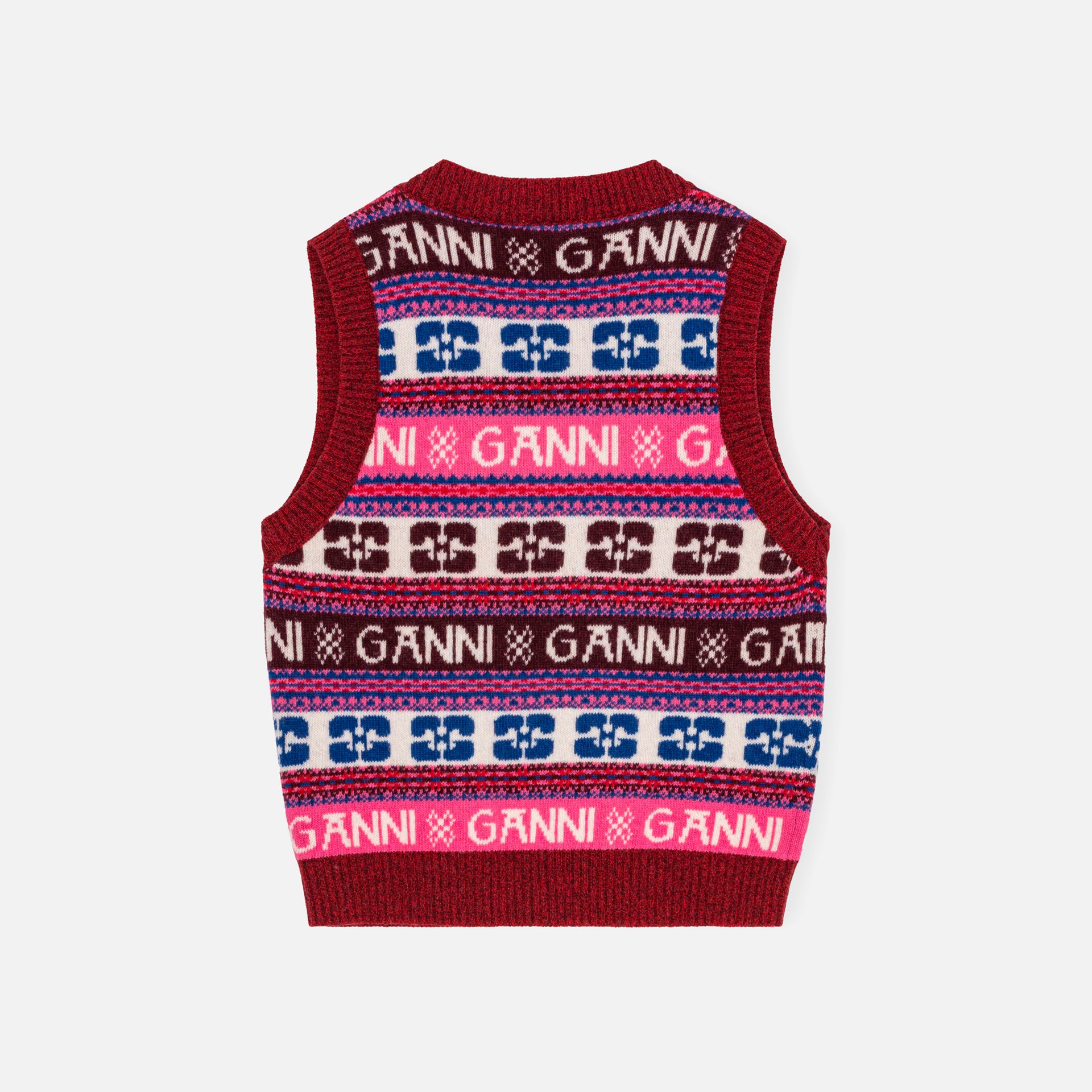 Ganni Logo Wool Mix Vest - Multi