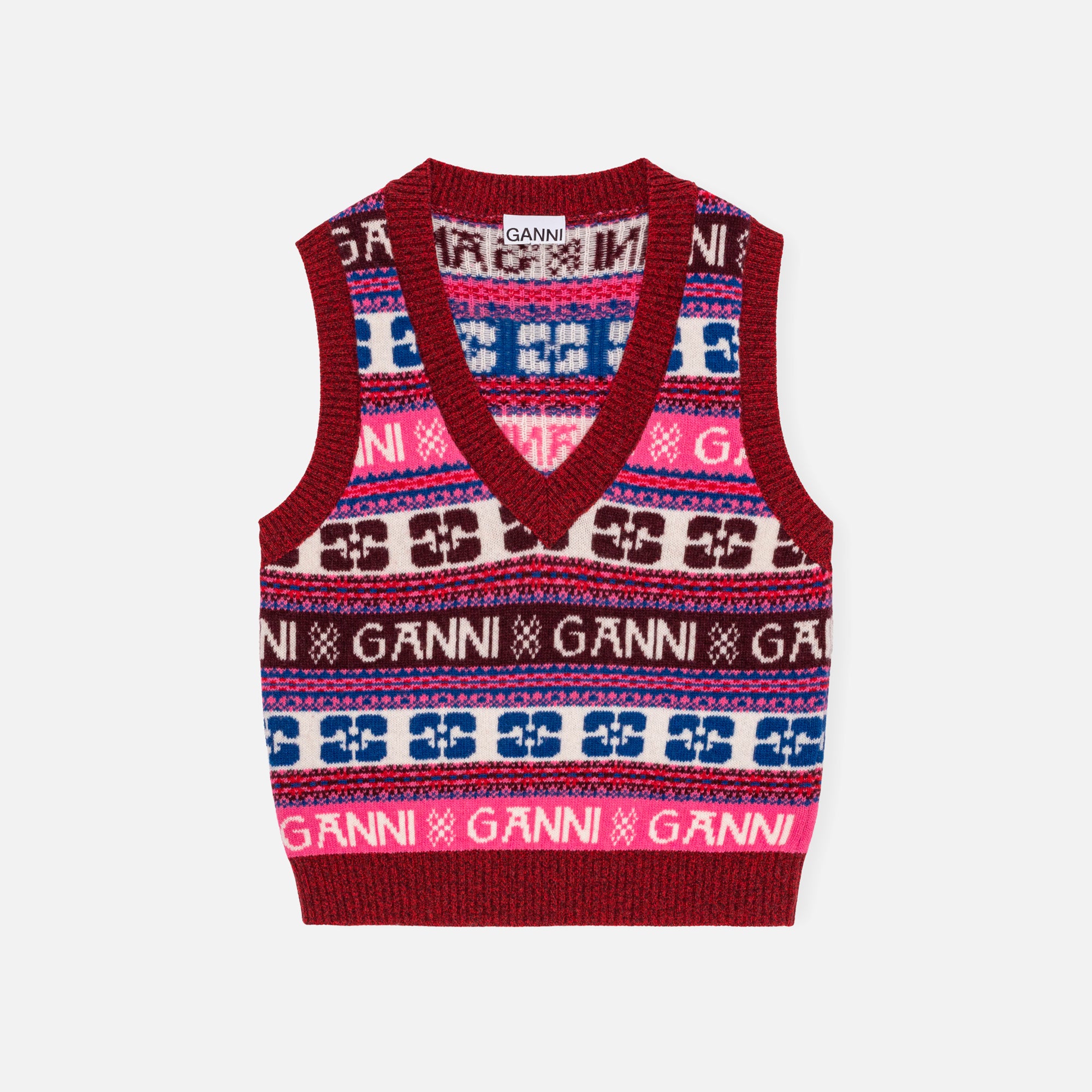 Ganni Logo Wool Mix Vest - Multi – Kith