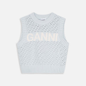 Ganni Textured Pointelle Vest - Illusion Blue