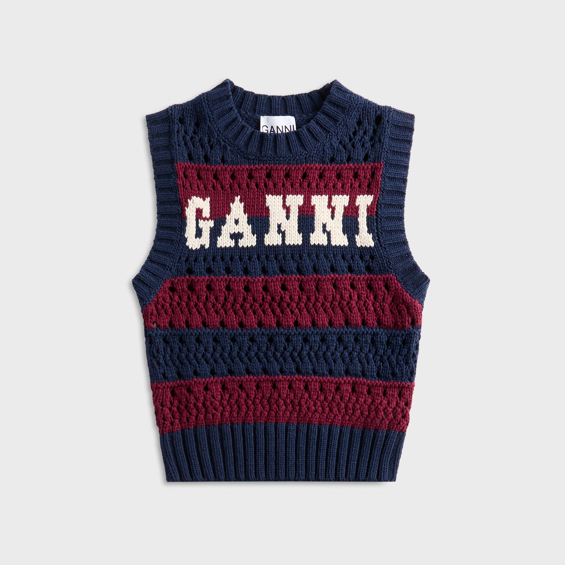 Ganni Cotton Mix Striped Vest in Multicolor