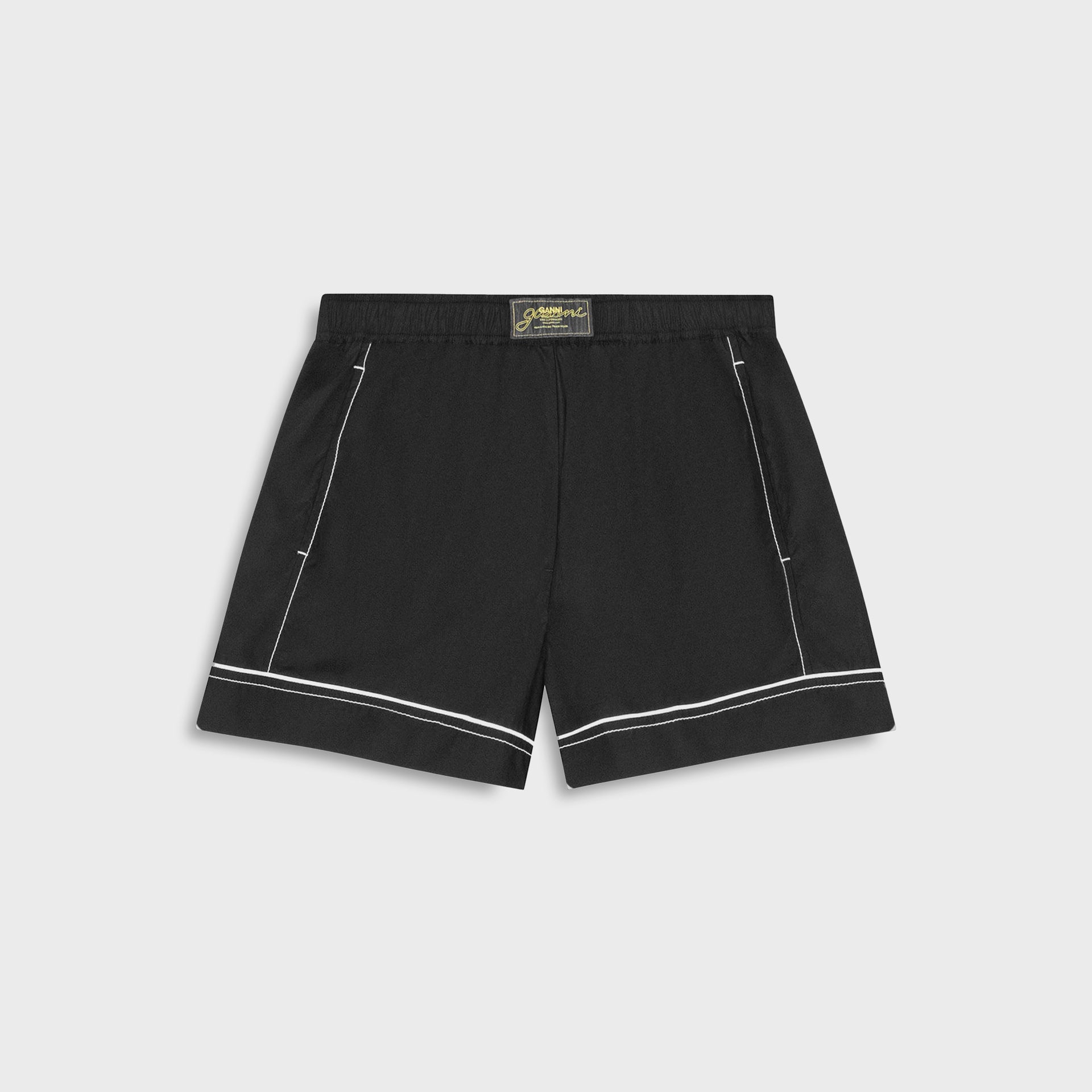 Ganni Cotton Poplin Elasticated Shorts - Black