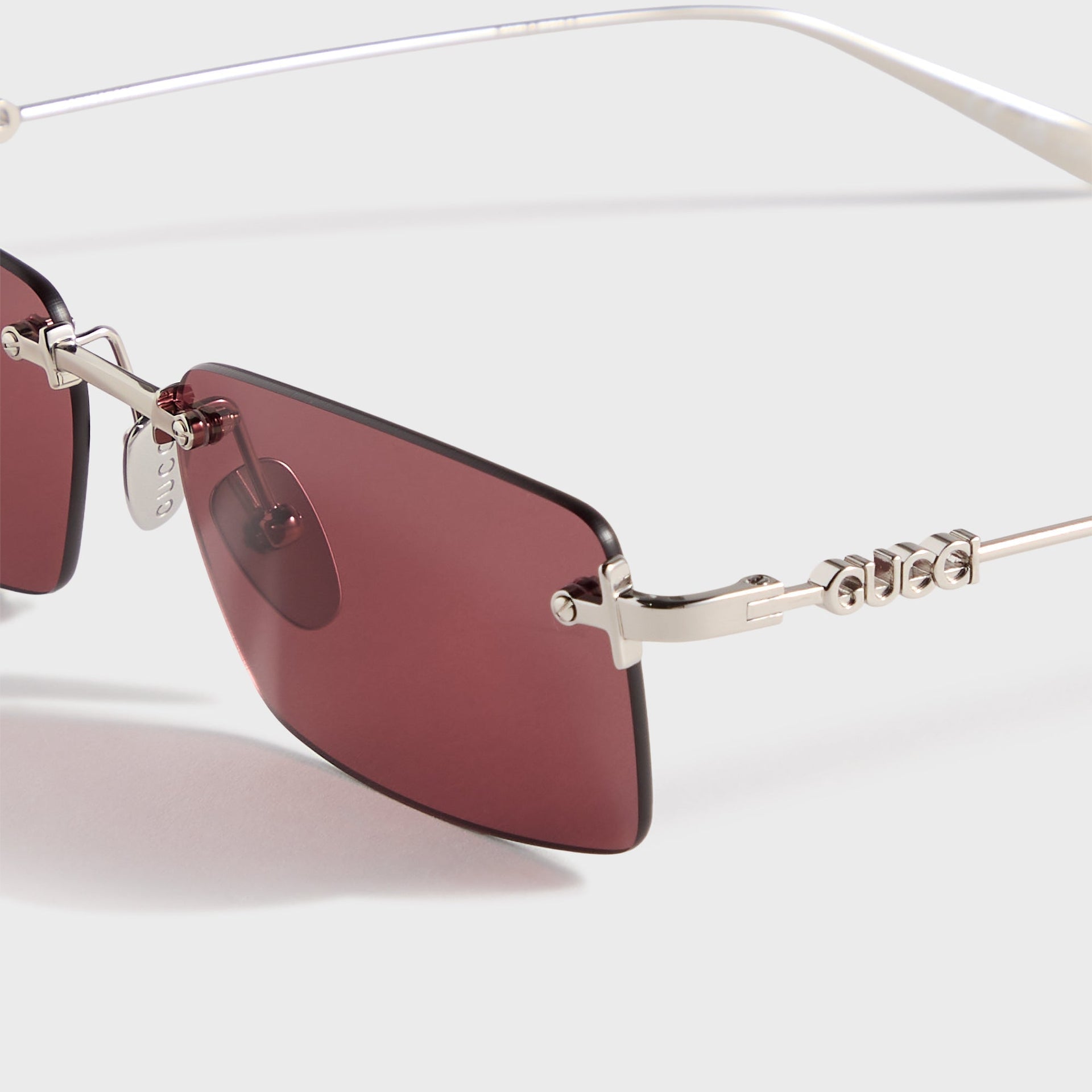 Gucci Rectangle Sunglasses - Silver / Red