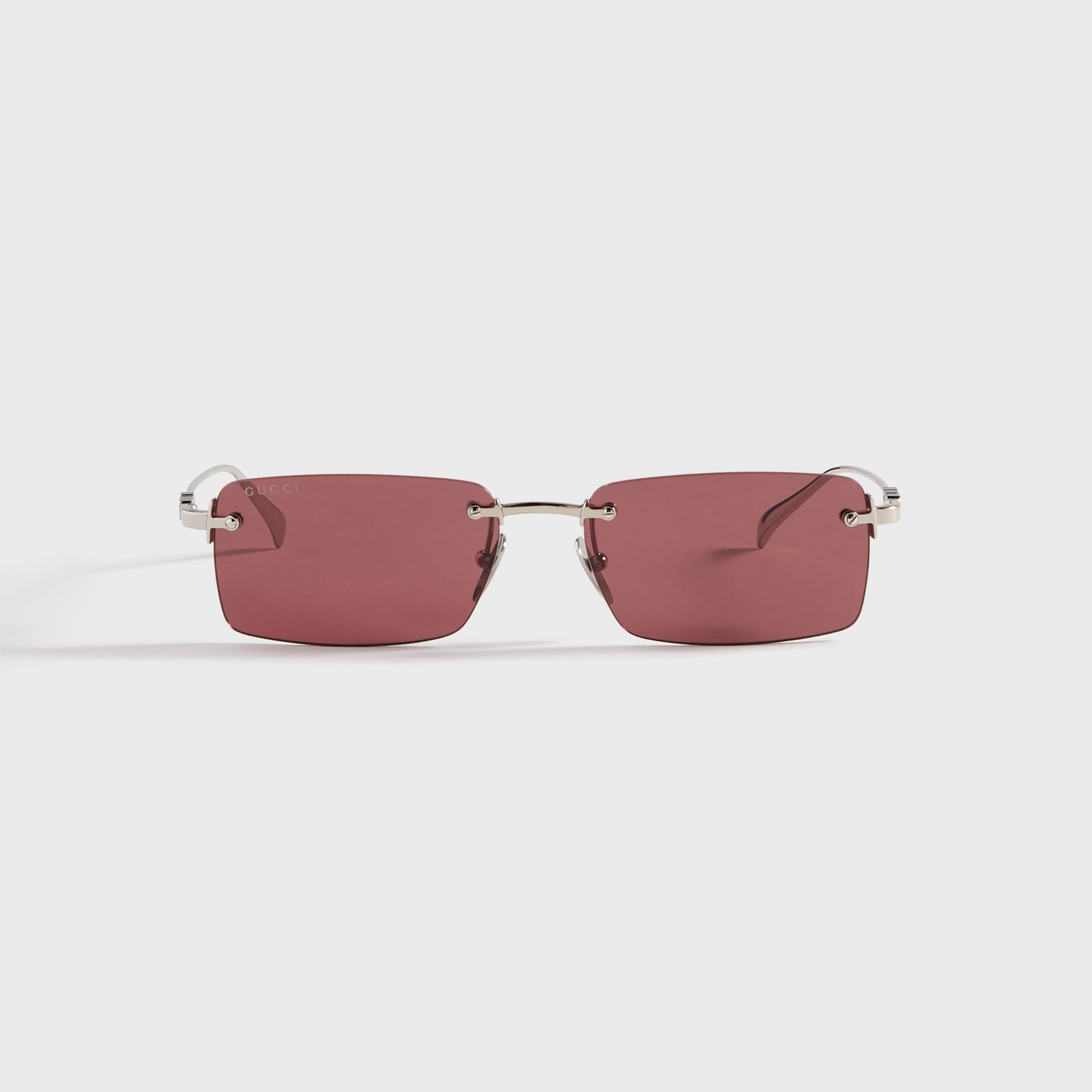 Gucci Rectangle Sunglasses - Silver / Red