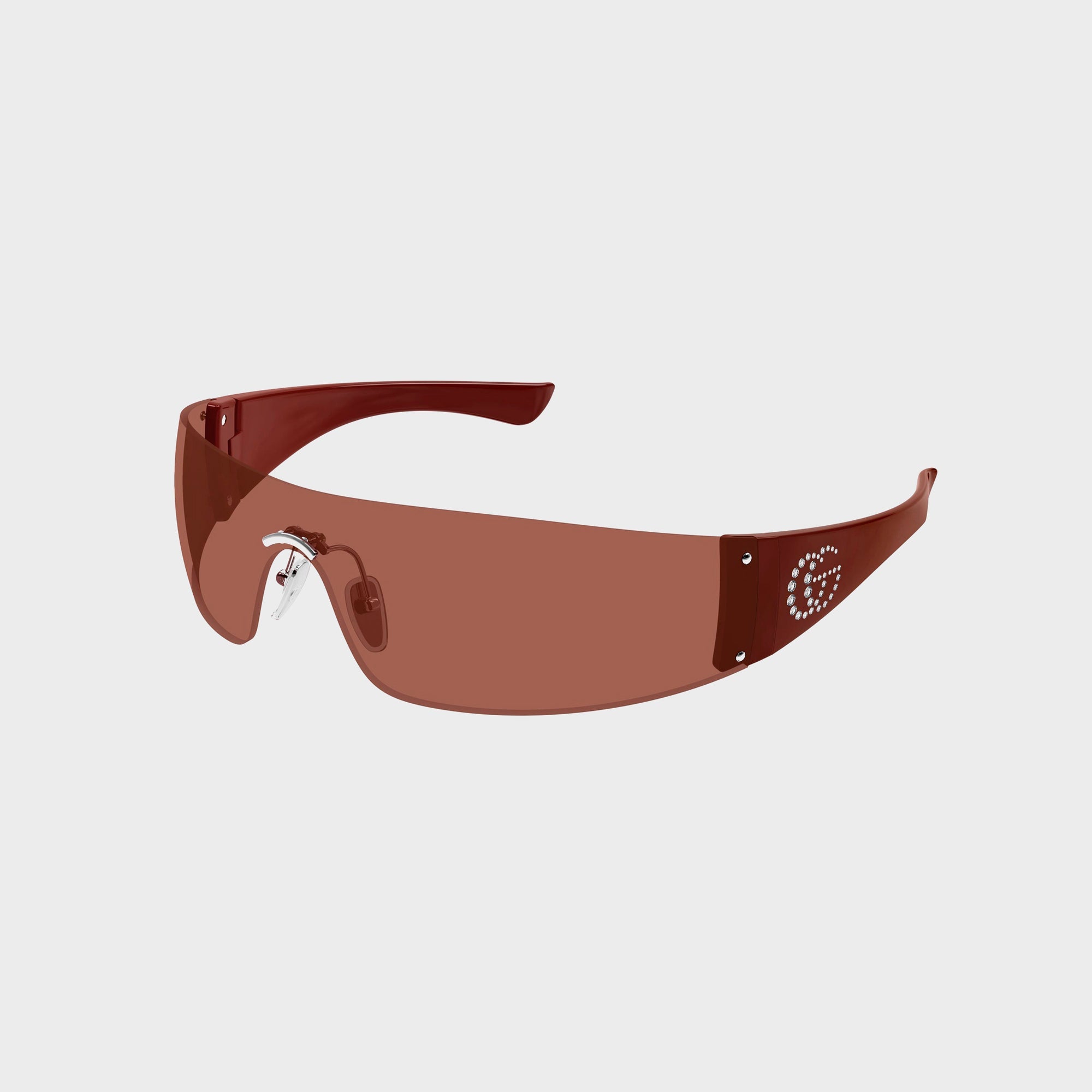 Gucci Leonie Interlocking G Mask Sunglasses - Burgundy / Brown – Kith