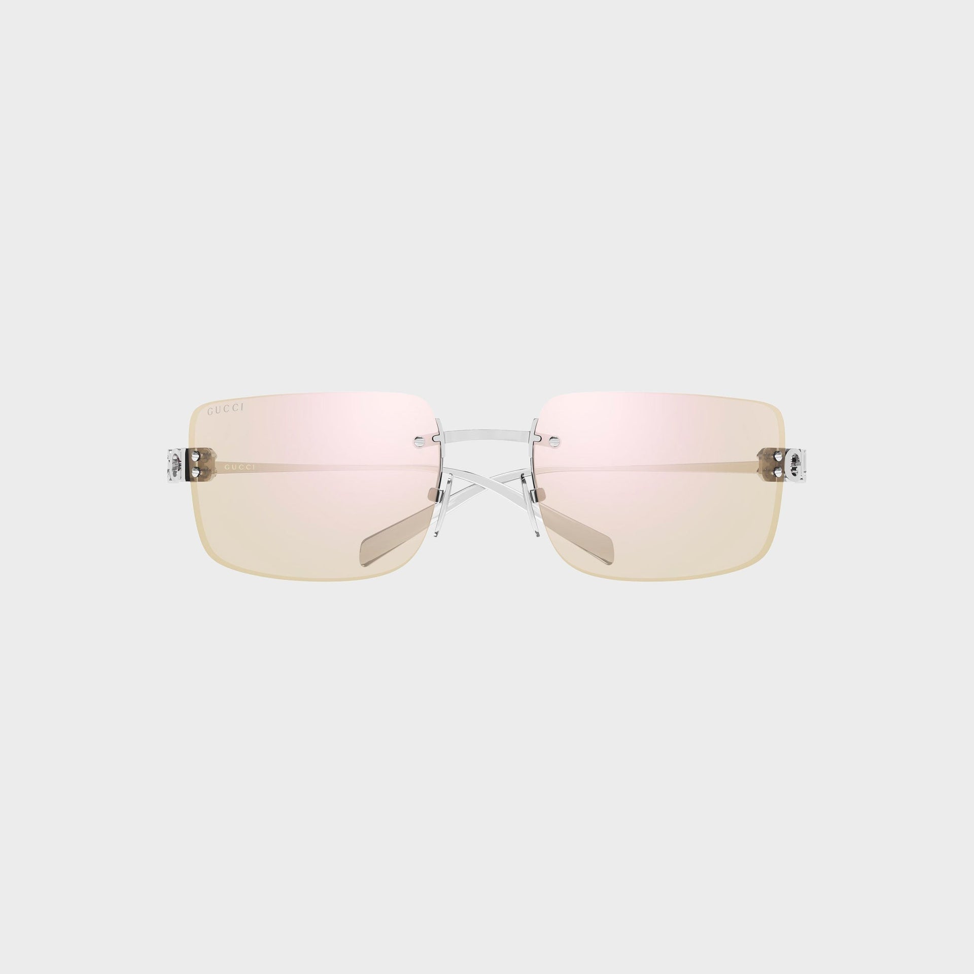 Gucci Women GG2038S Metal Rectangle Sunglasses - Silver / Transparent