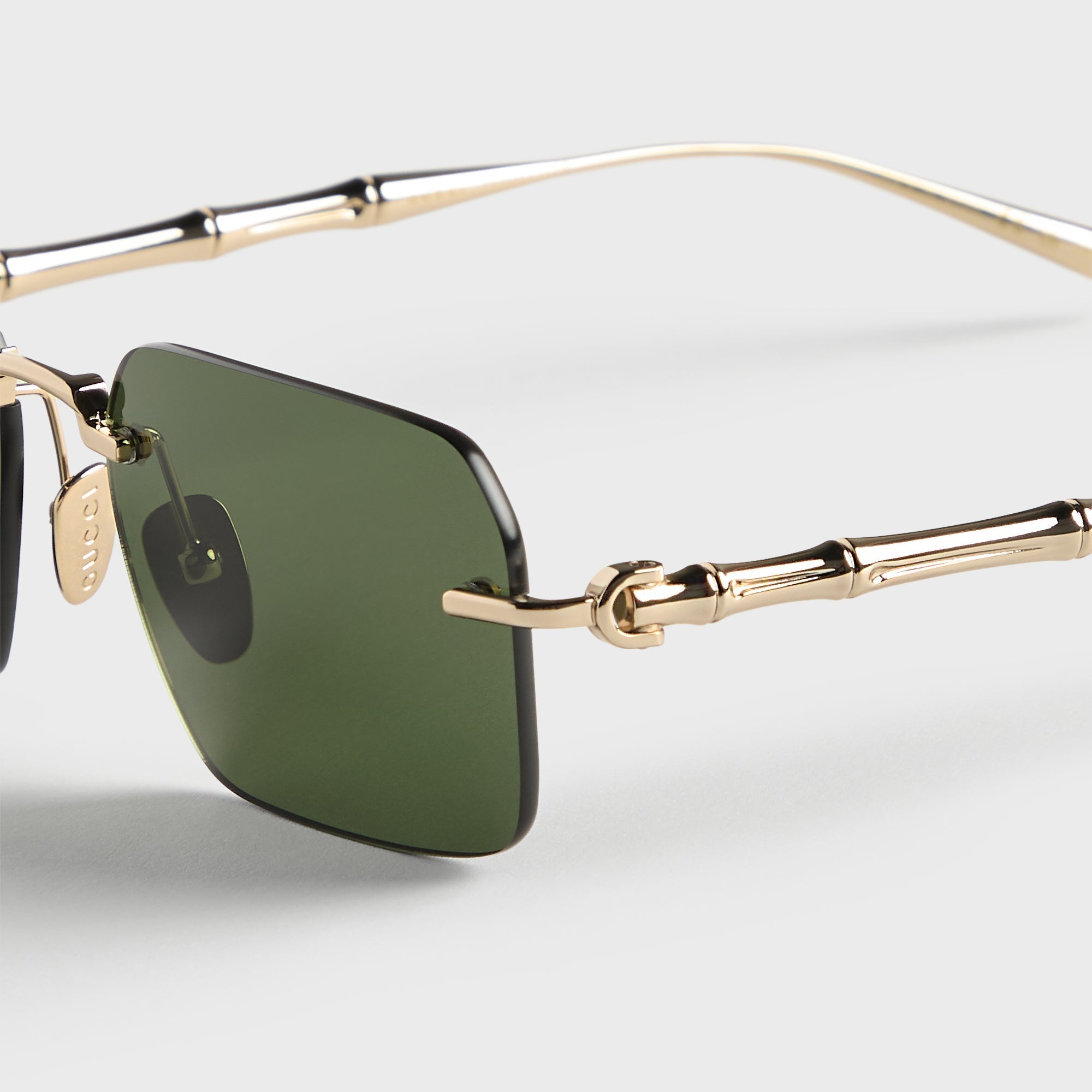 Gucci GG2154S Metal Rectangle Sunglasses - Gold / Green – Kith