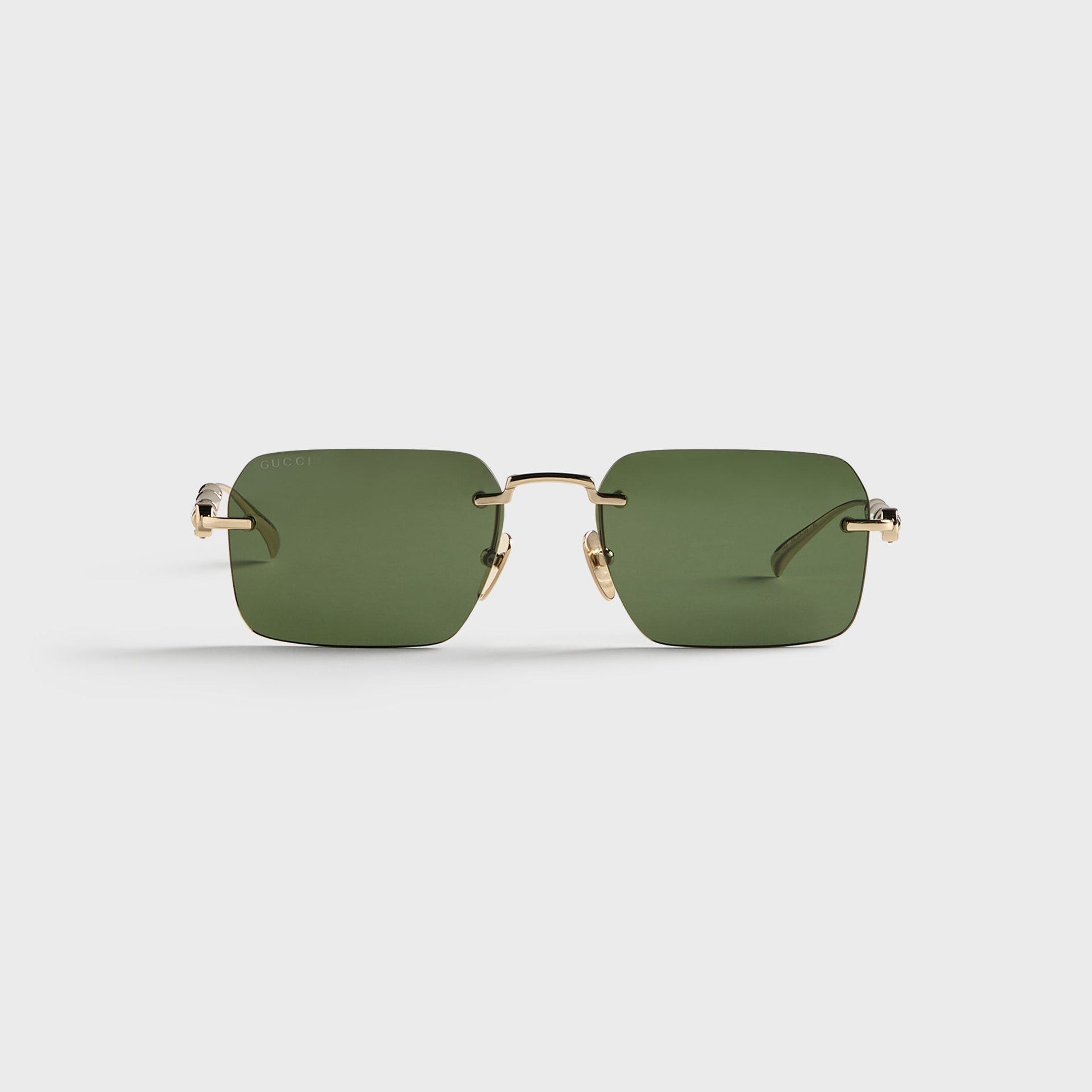 Gucci GG2154S Metal Rectangle Sunglasses - Gold / Green