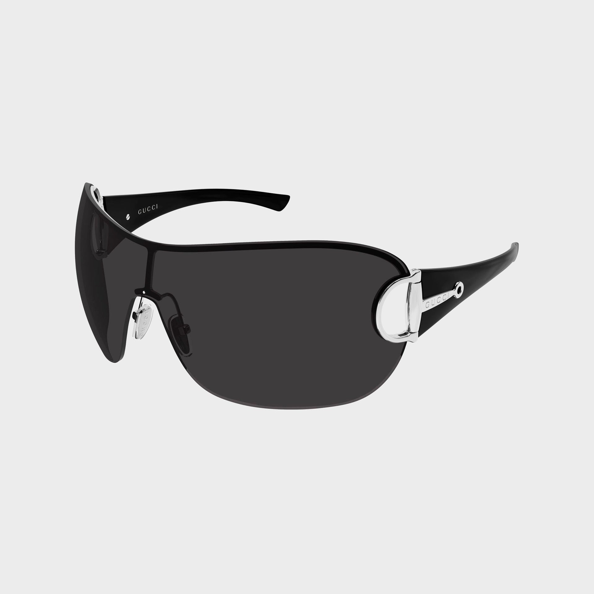 Gucci Rimless Mask Sunglasses - Silver / Black / Grey