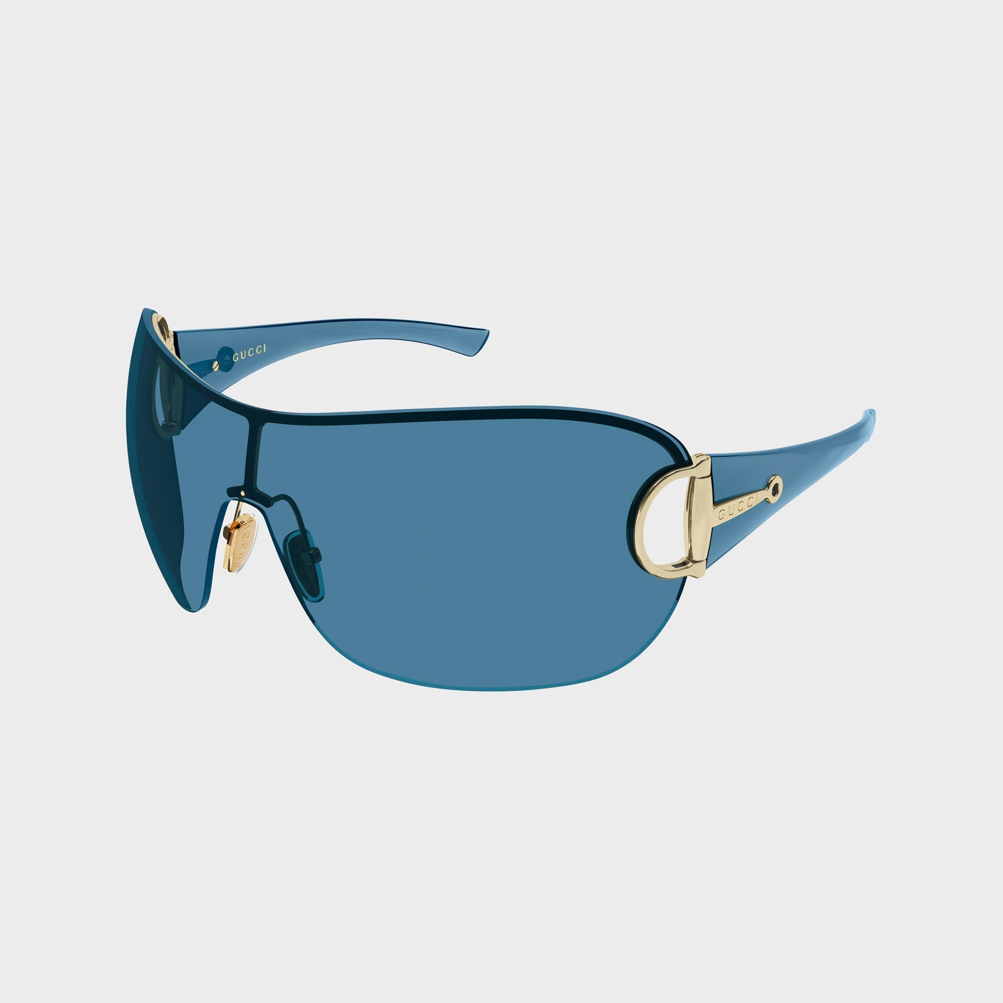 美品✨Gucci Sunglasses Rimless GG Pattern Gucci Rimless Mask Sunglasses - Gold / Blue – Kith