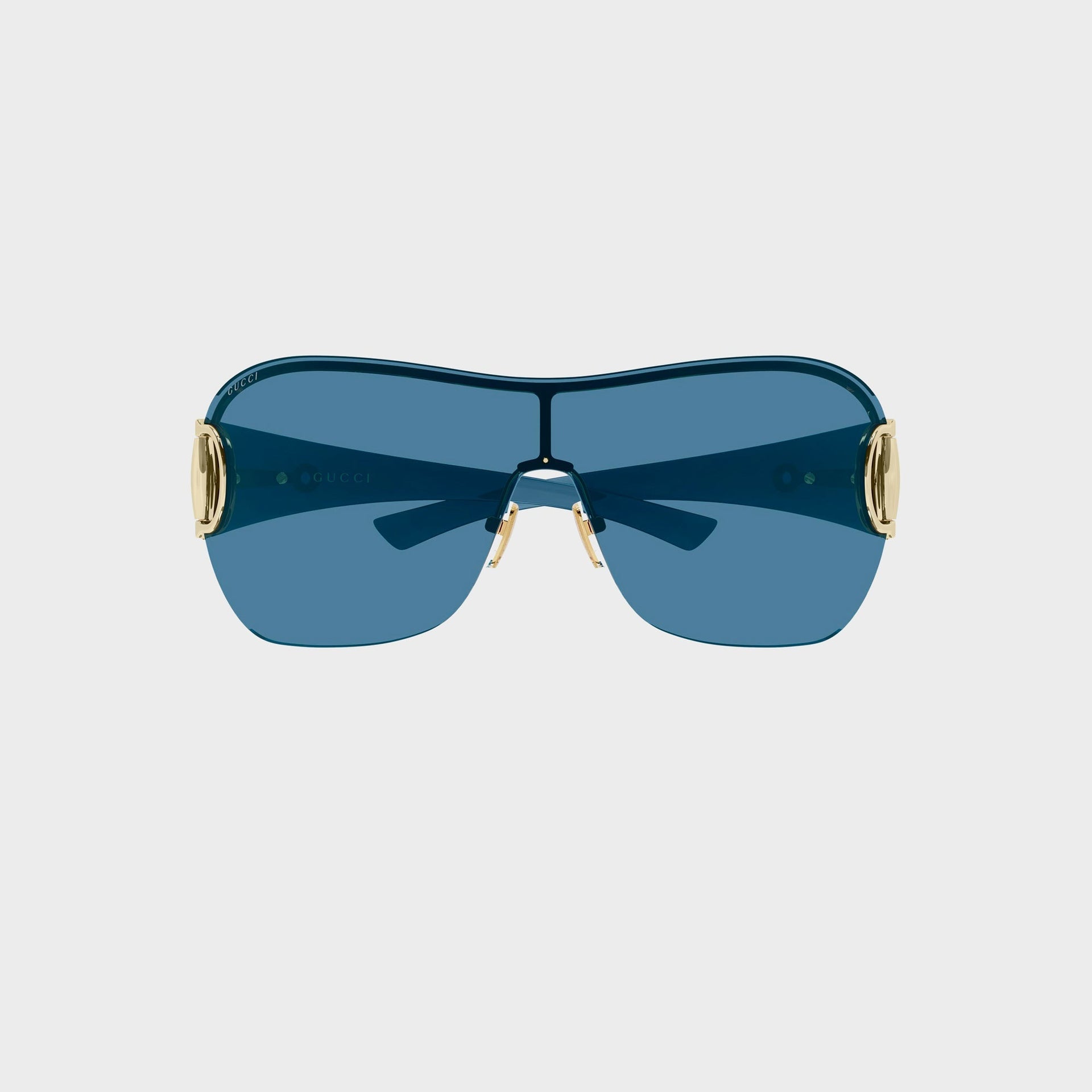 Gucci Rimless Mask Sunglasses - Gold / Blue