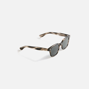 Garrett Leight Broadway Sunglass - Black Sleet Tortoise / Semi Flat Pure Blue Smoke