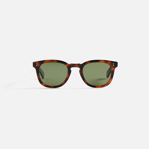 Garrett Leight Kinney II Sunglass - Spotted Brown Shell / Semi Flat Pure Green Polar