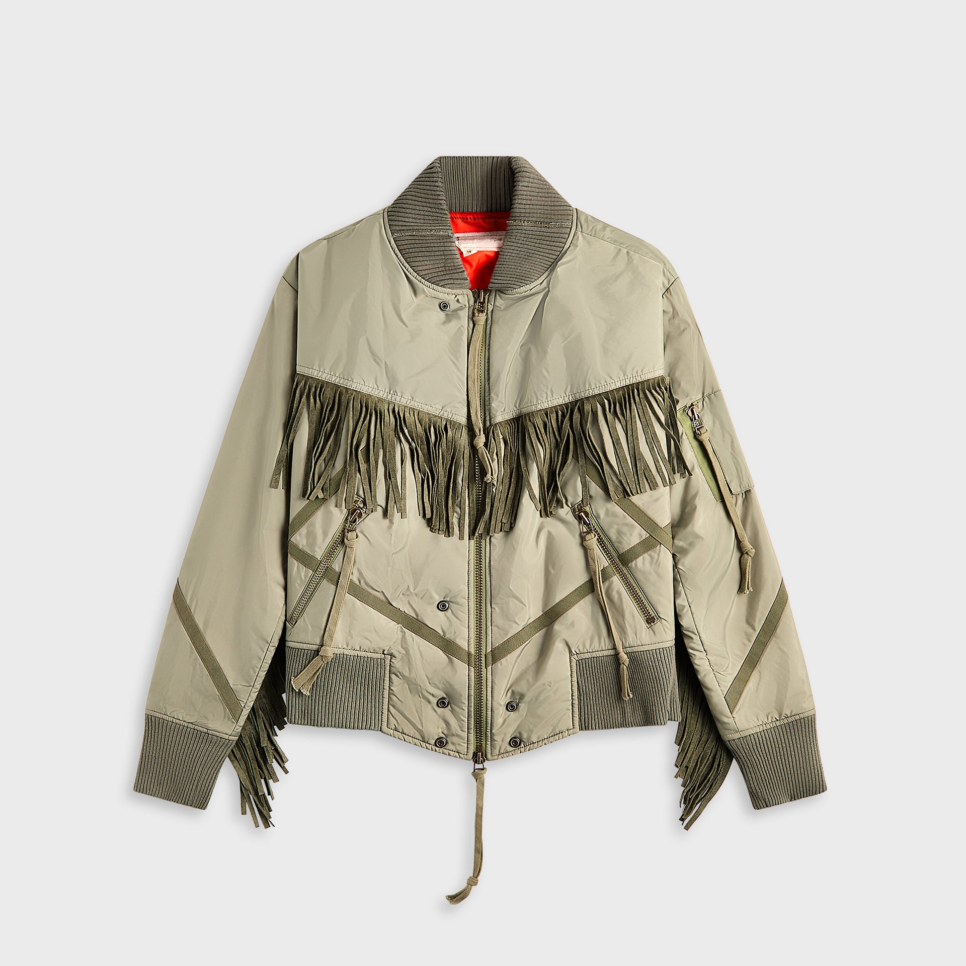 Greg Lauren Nylon Fringe Flight Jacket - Army