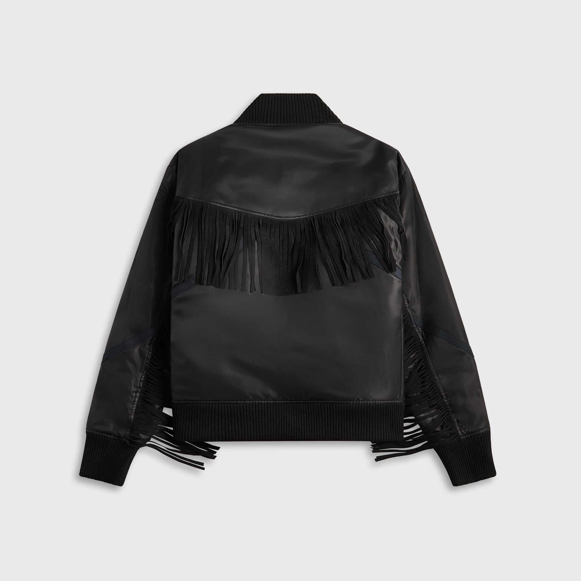 Greg Lauren Nylon Fringe Flight Jacket - Black