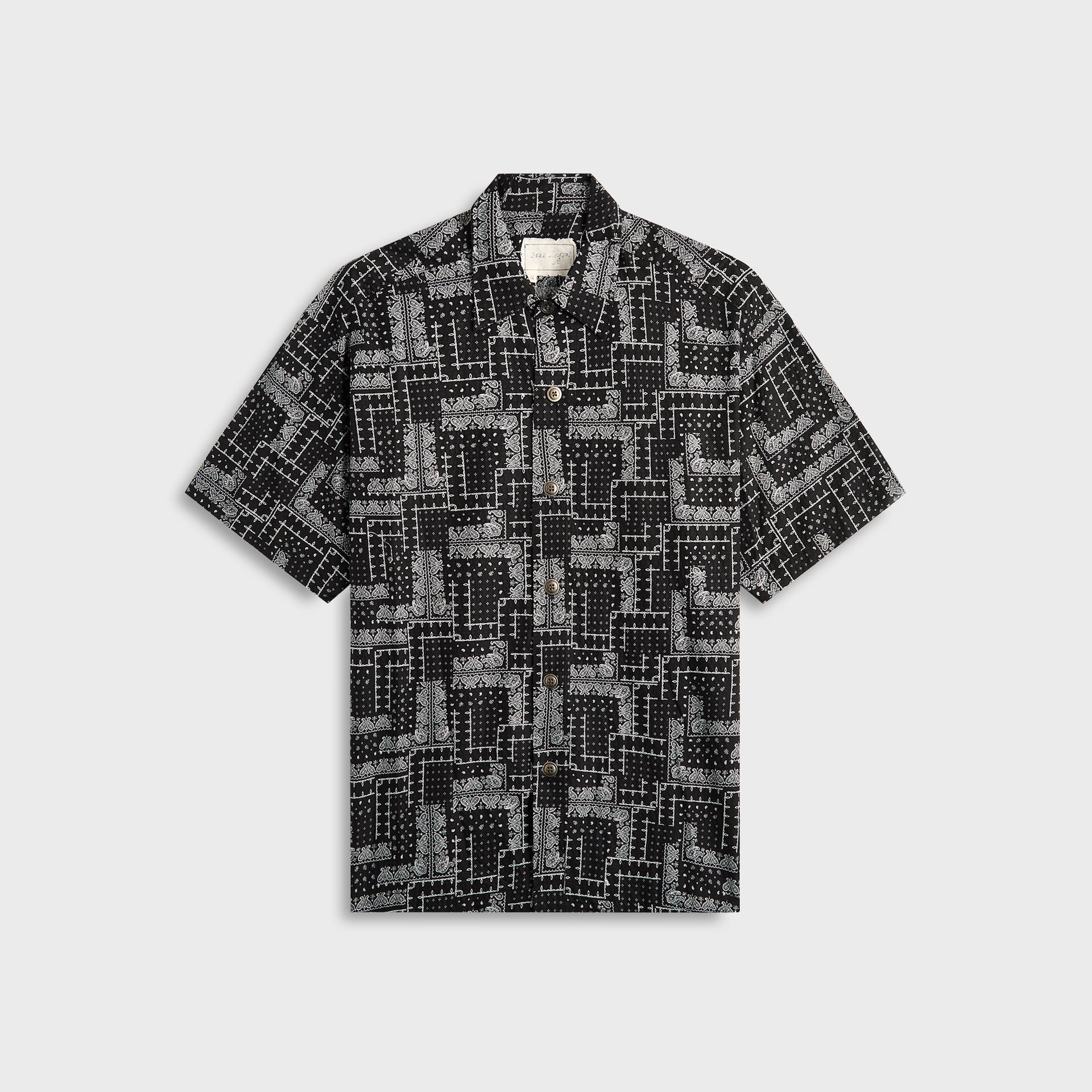 Greg Lauren Short Sleeve Bandana Shirt - Black