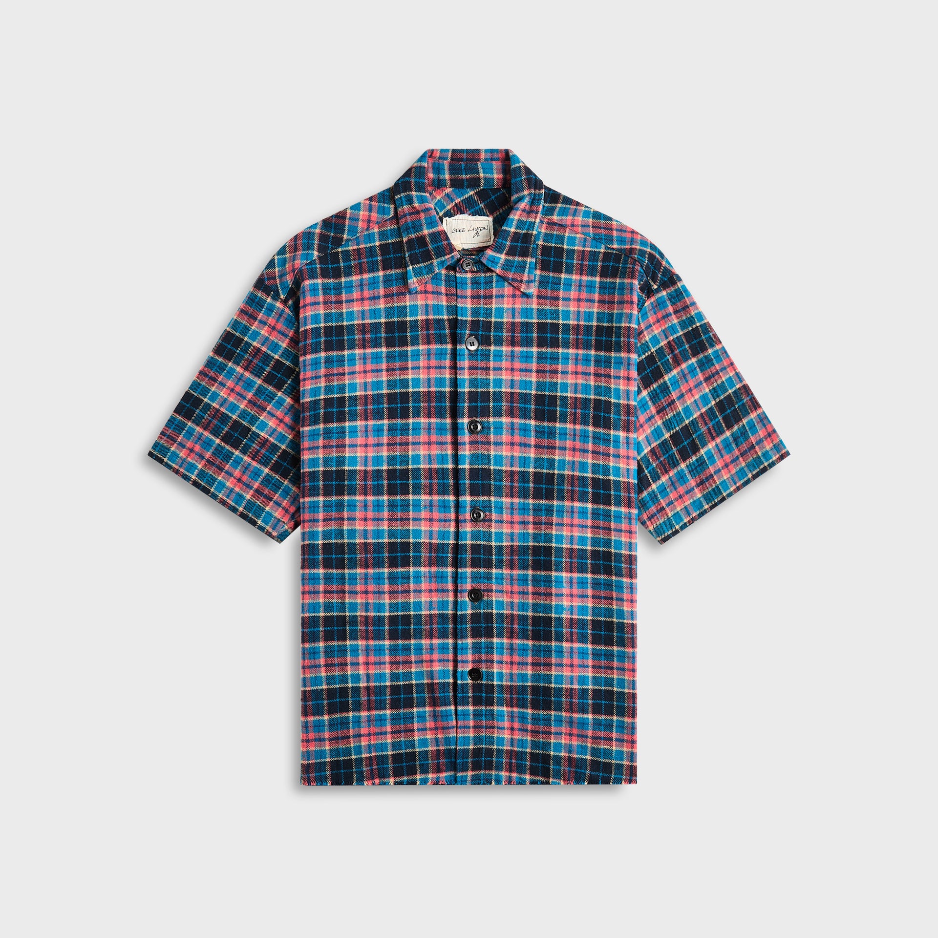 Greg Lauren Plaid Short Sleeve Shirt - Navy