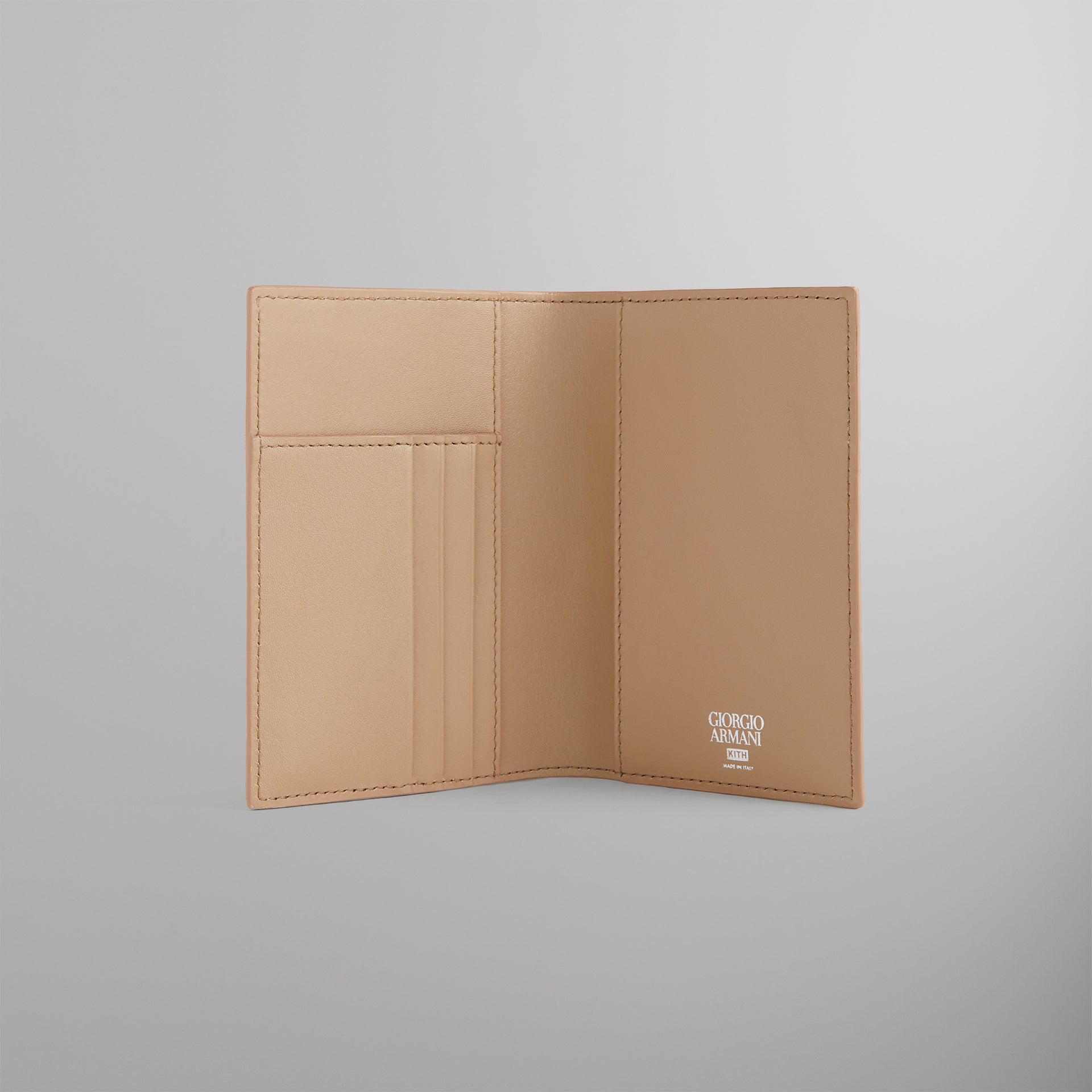 Kith & Giorgio Armani Monogram Suede Passport Holder - Creme