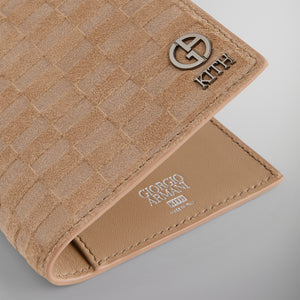 Kith & Giorgio Armani Monogram Suede Passport Holder - Creme