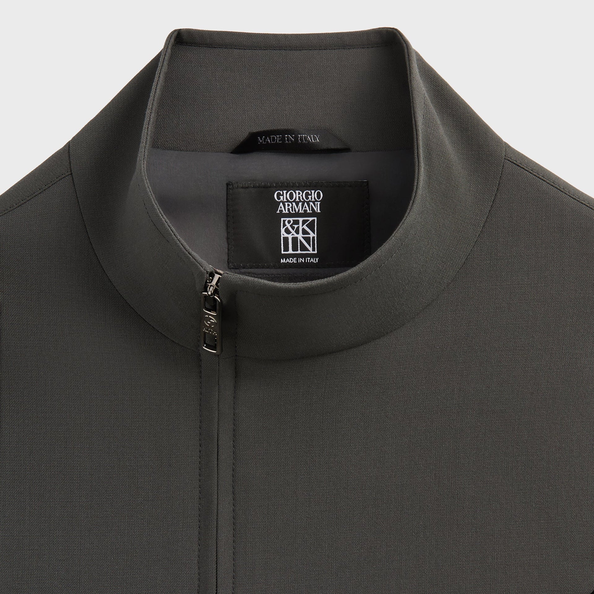 Giorgio Armani & Kith &Kin Asymmetrical Zip Front Shirt - Dark Ash