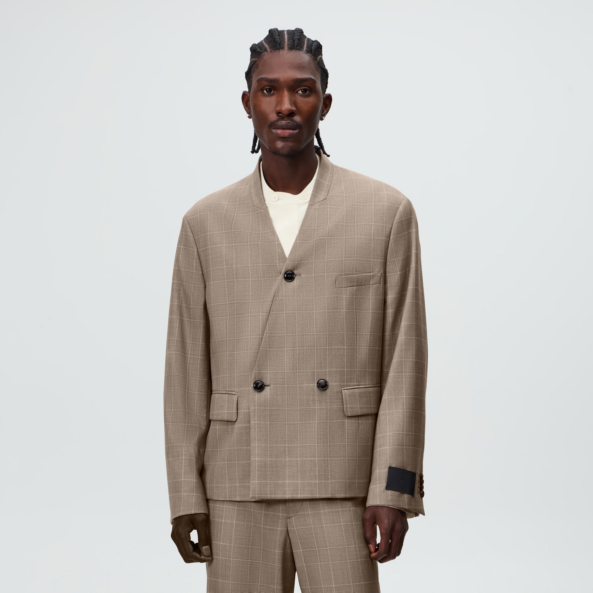 Giorgio Armani & Kith &Kin Single Breasted Collarless Jacket - Dark Ash