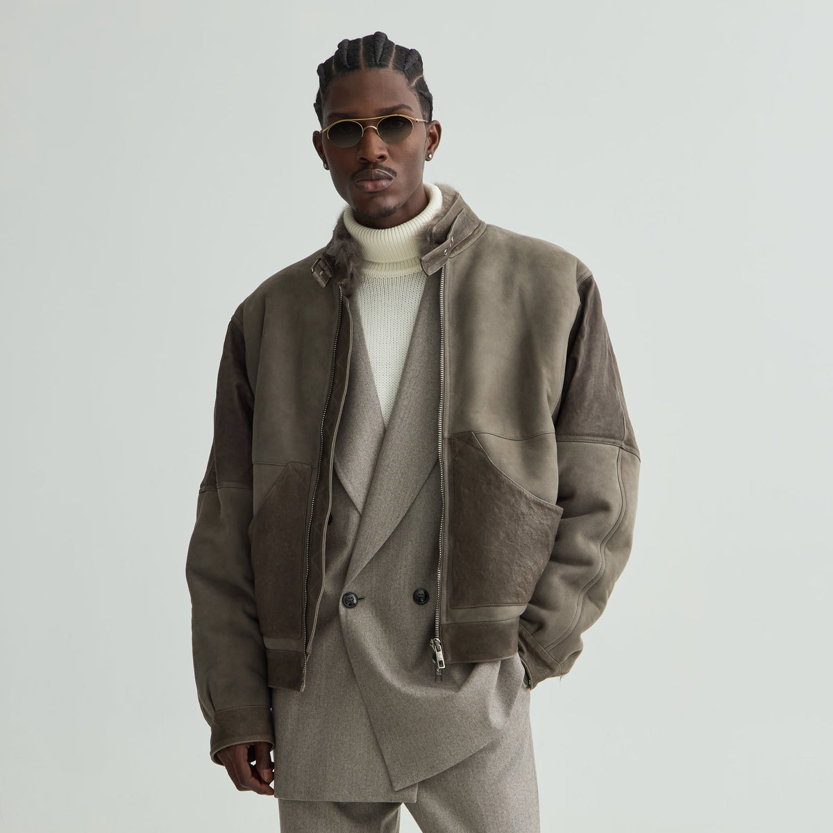 Giorgio Armani & Kith Shearling Blouson Jacket - Sedona Sage