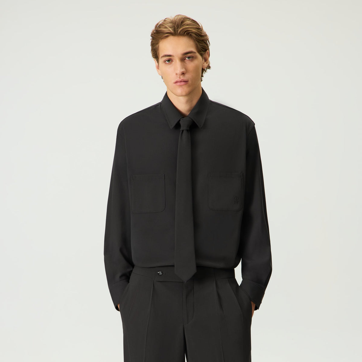 Giorgio Armani & Kith Ivy Wool Crepe Shirt - Charcoal Grey