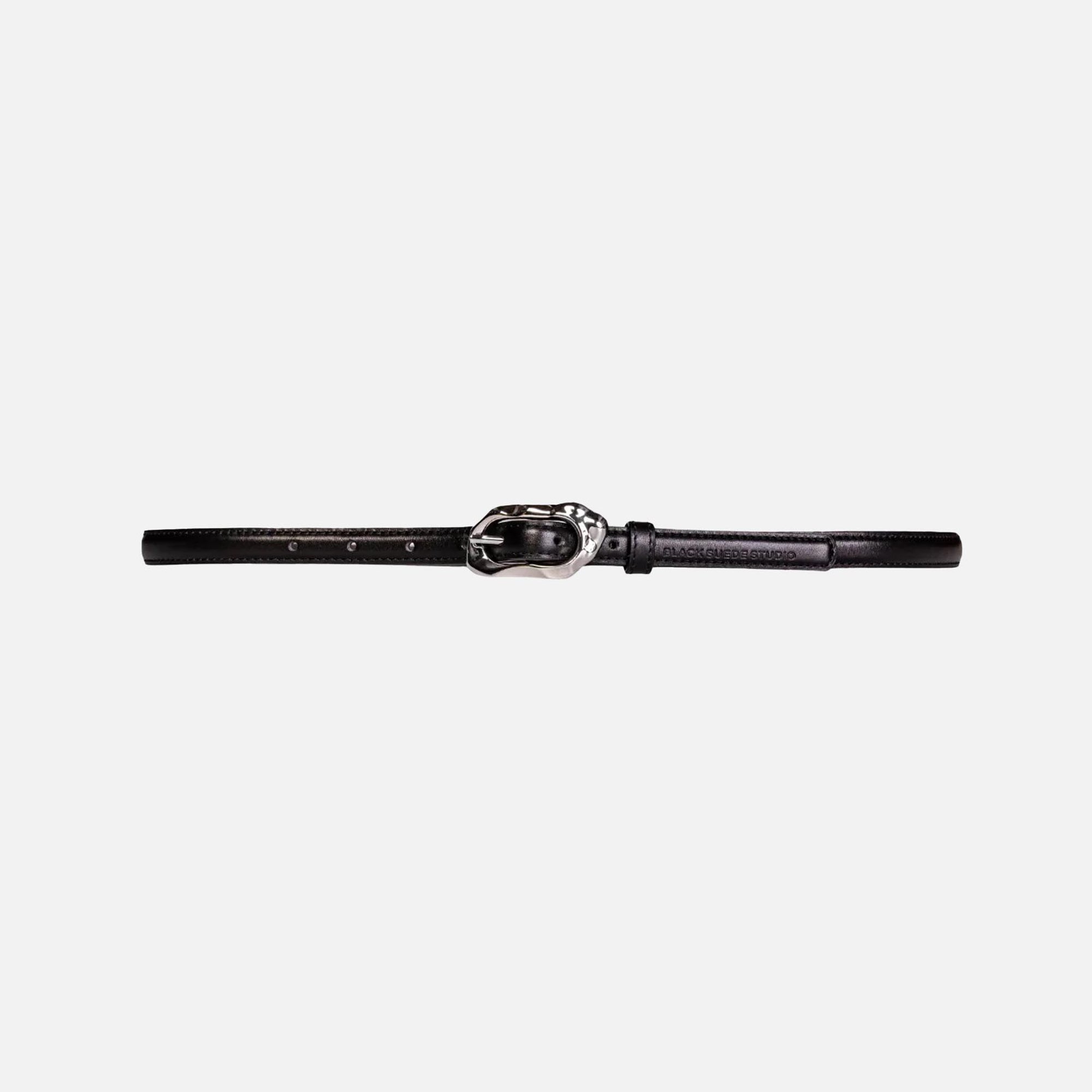 Black Suede Studio Greca Leather Belt