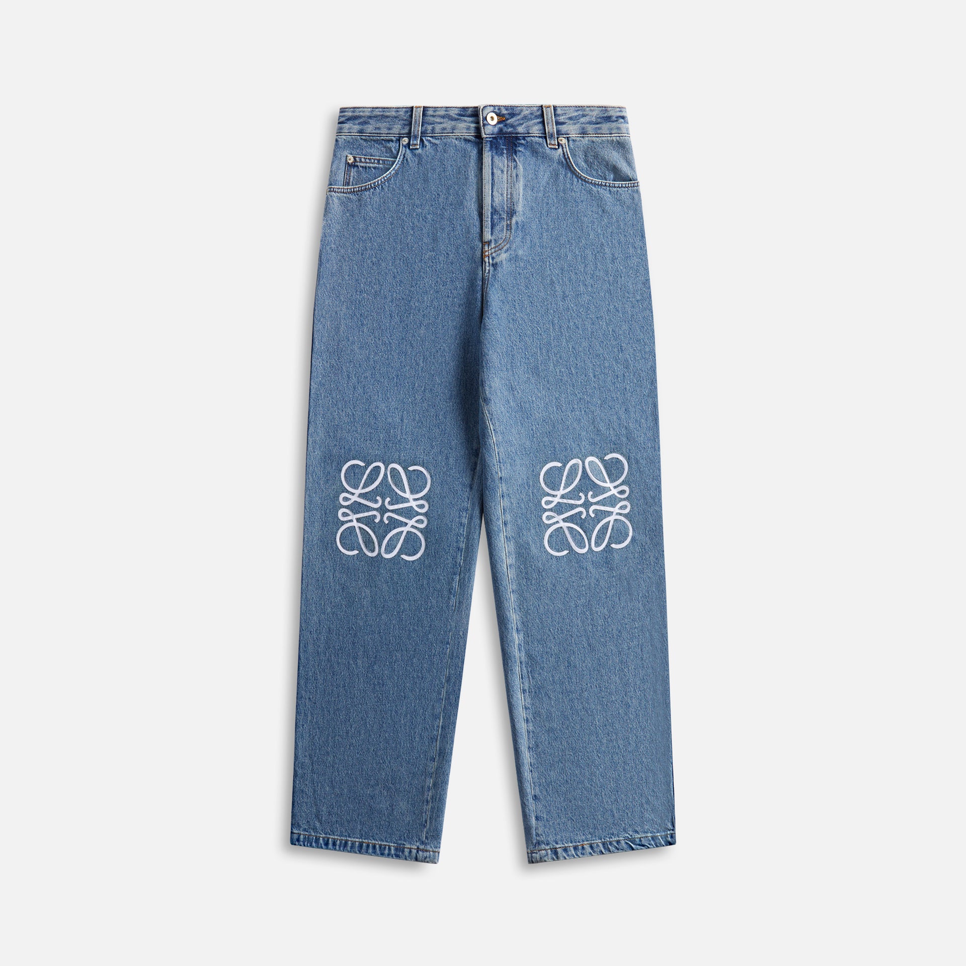 Loewe Anagram Baggy Jeans - Mid Blue Denim