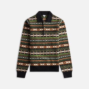 Loewe Fair Isle Polo Sweater - Green / Multicolor