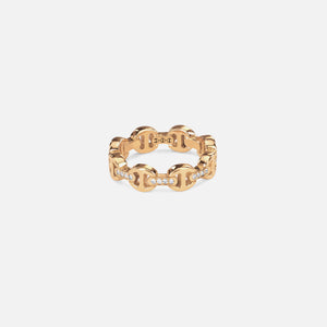 Hoorsenbuhs Dame Tri-Link Ring with Diamond Bridges - 18K Yellow Gold