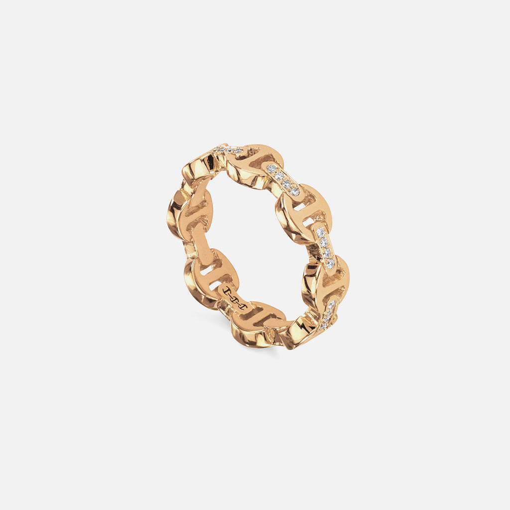 Hoorsenbuhs Dame Tri-Link Ring with Diamond Bridges - 18K Yellow Gold ...