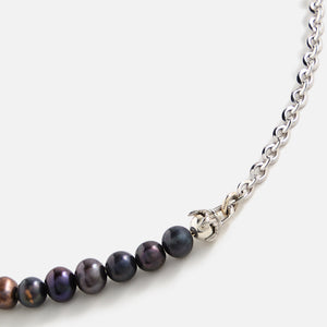 Emanuele Bicocchi Half Chain and Black Pearls Necklace (Small) - Silver / Black