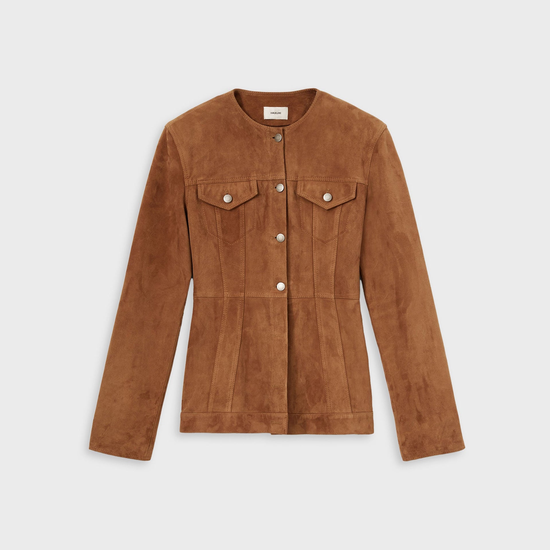 Haikure Buttoned Suede Jacket - Chocolate