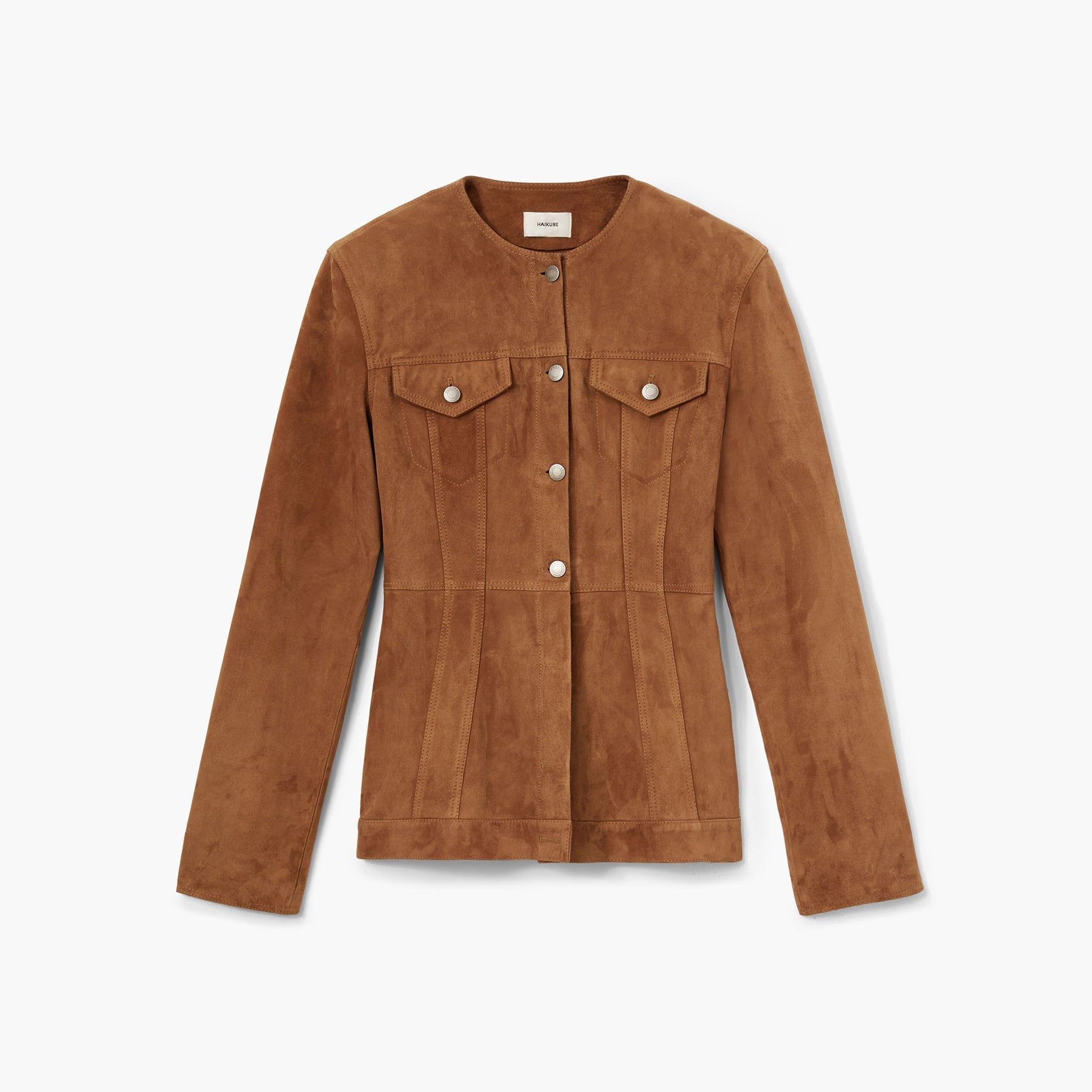 Haikure Buttoned Suede Jacket - Chocolate