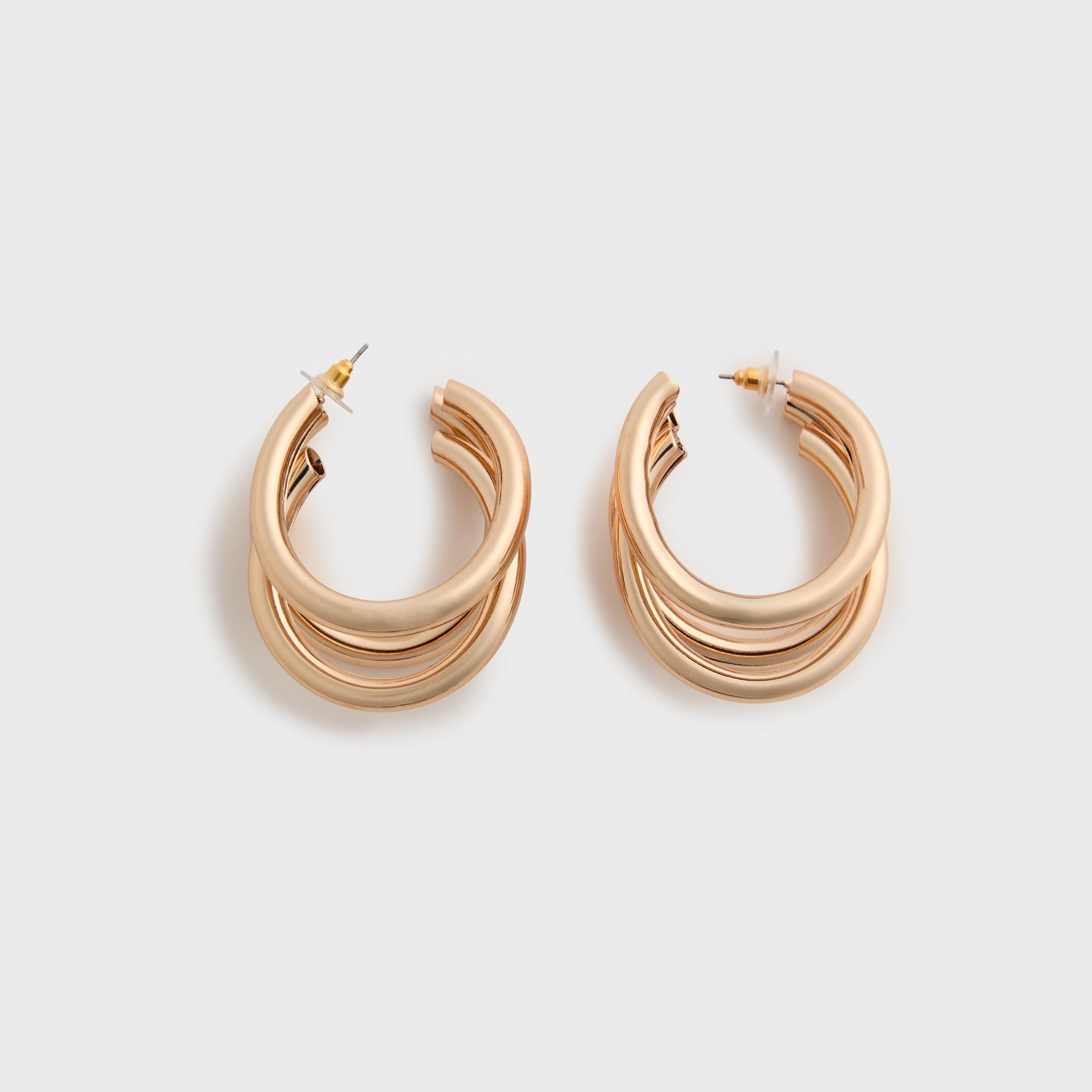 HONEY HALO Aria Triple Hoop Fan-Form Earrings - Gold