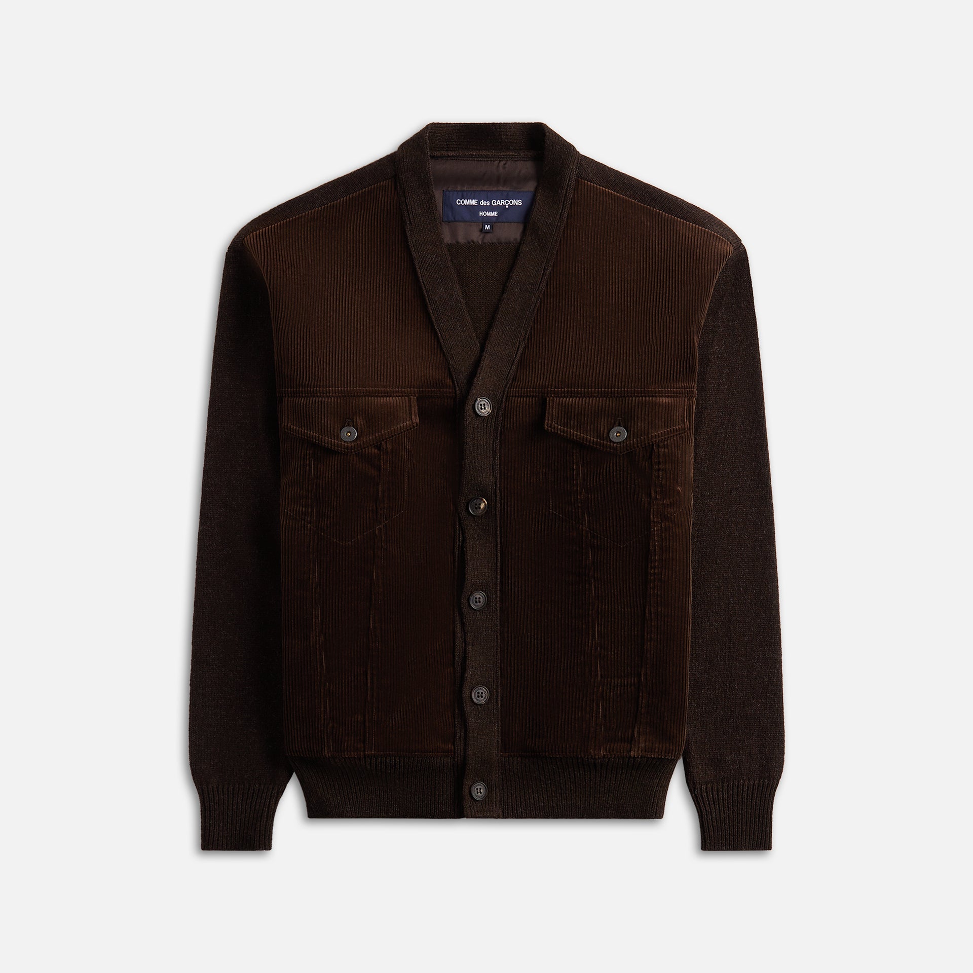 CDG Homme Wool Knit Cotton Corduroy Jacket - Brown