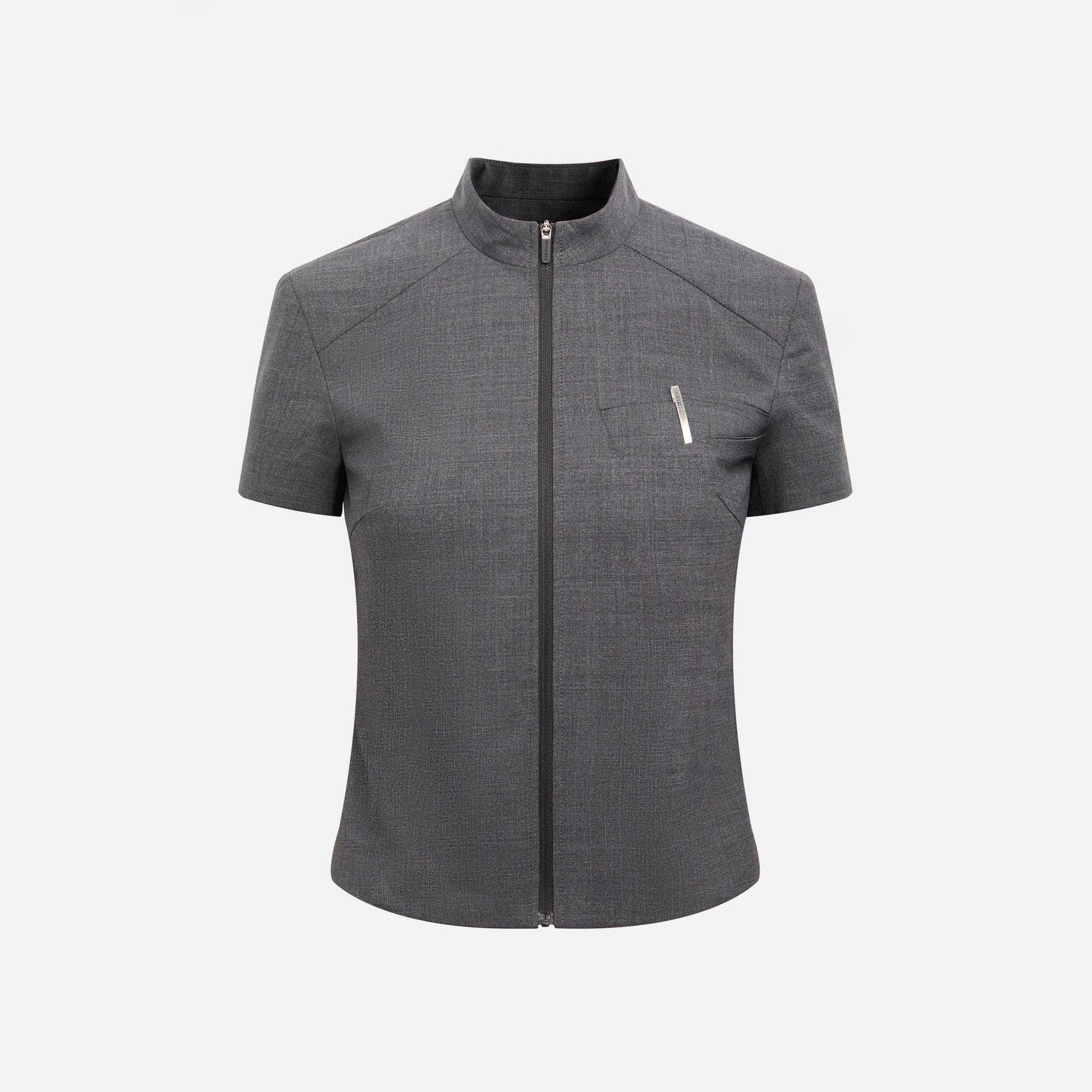 Hyein Seo Zip Shirt With Pin - Dark Grey