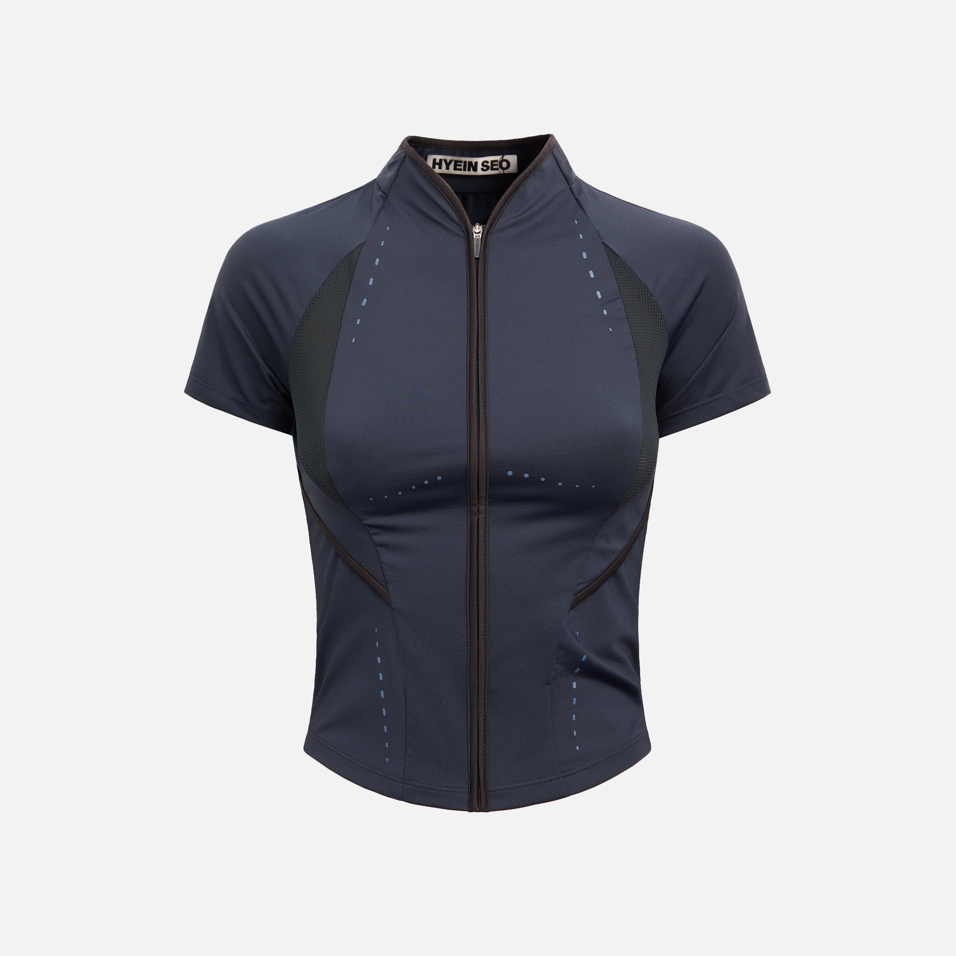 Hyein Seo Slashed Zip Top - Navy