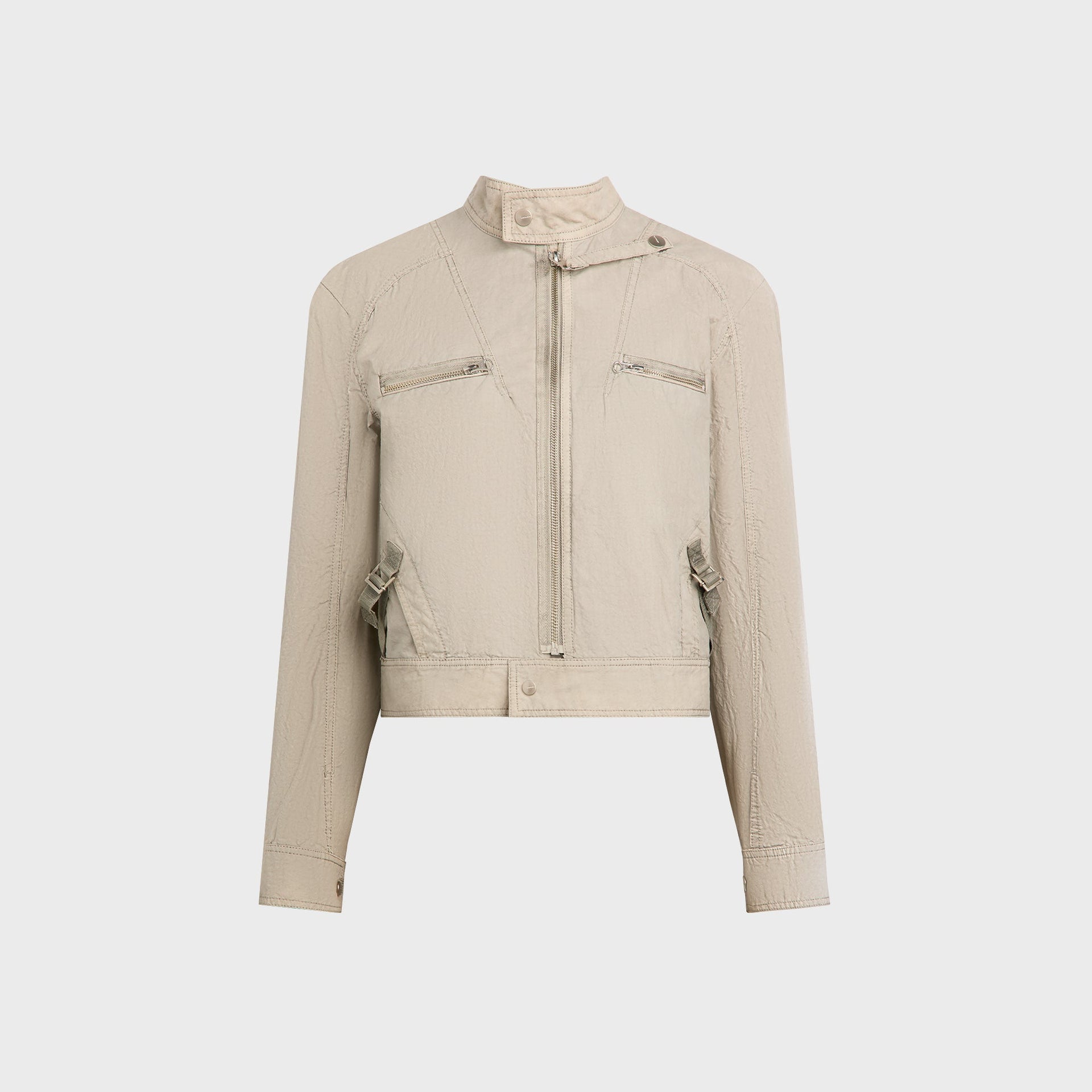 Hyein Seo Dyed Moto Jacket in Moon Grey