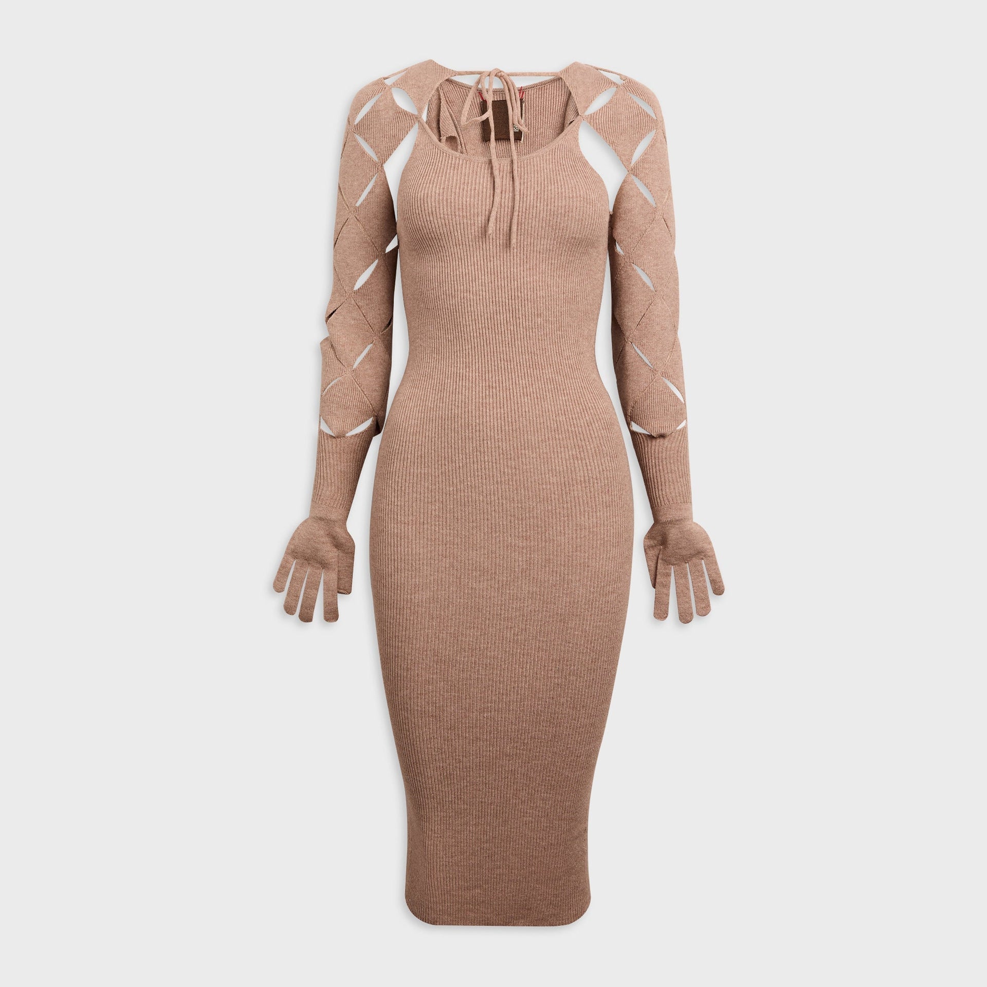 Isa Boulder Argyle Sleeve Dress - Dustpink