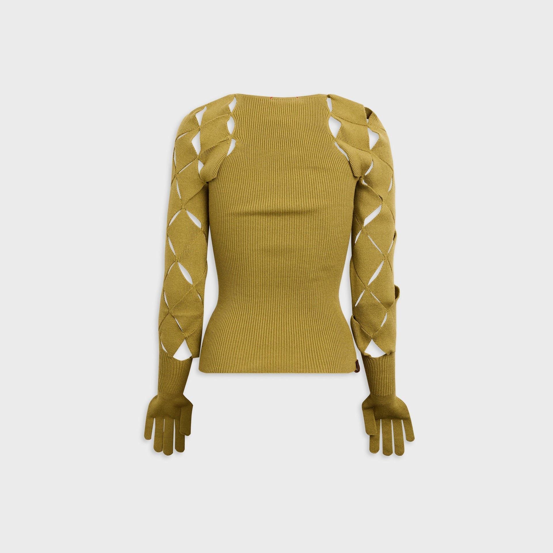 Isa Boulder Argyle Sleeve Top - Olive