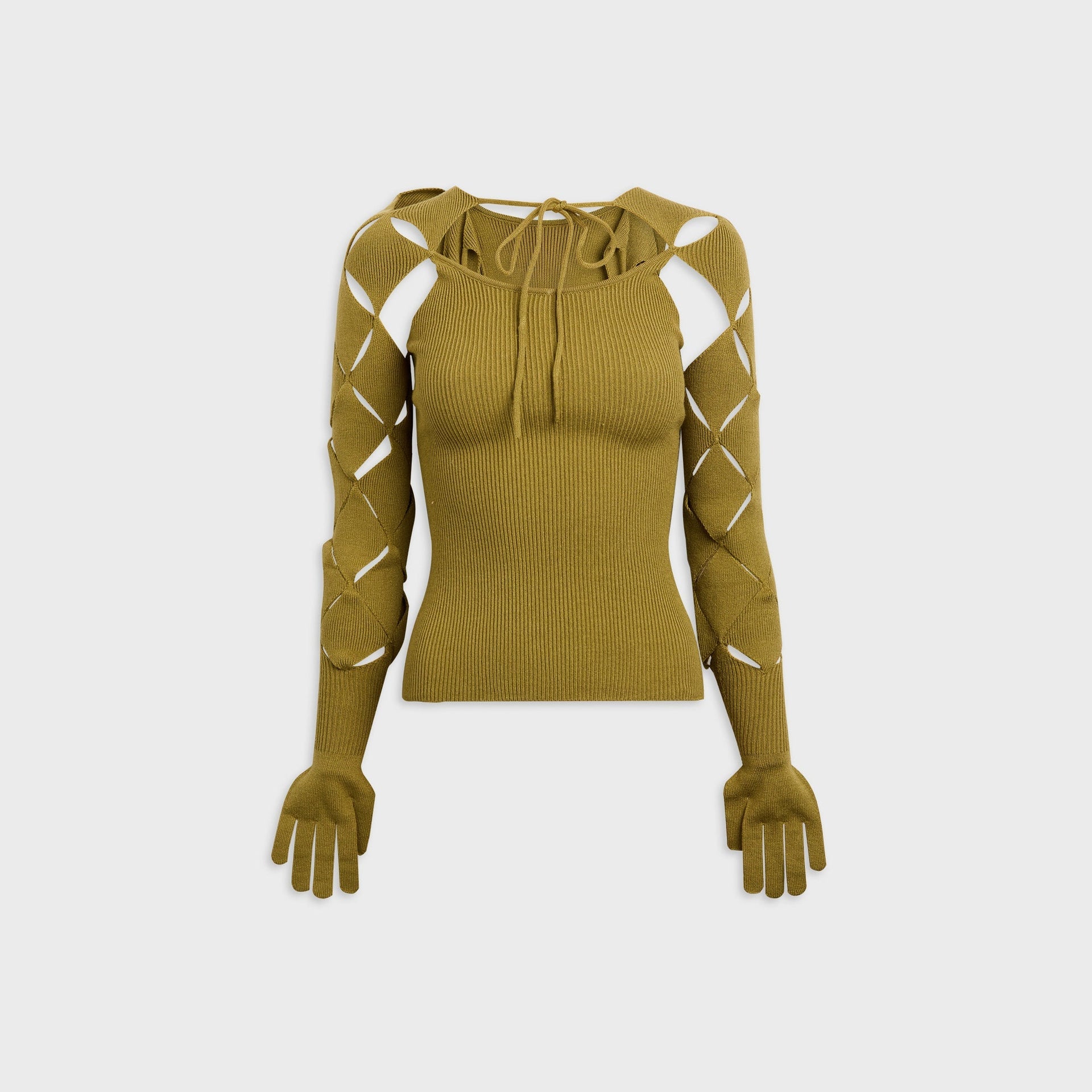 Isa Boulder Argyle Sleeve Top - Olive
