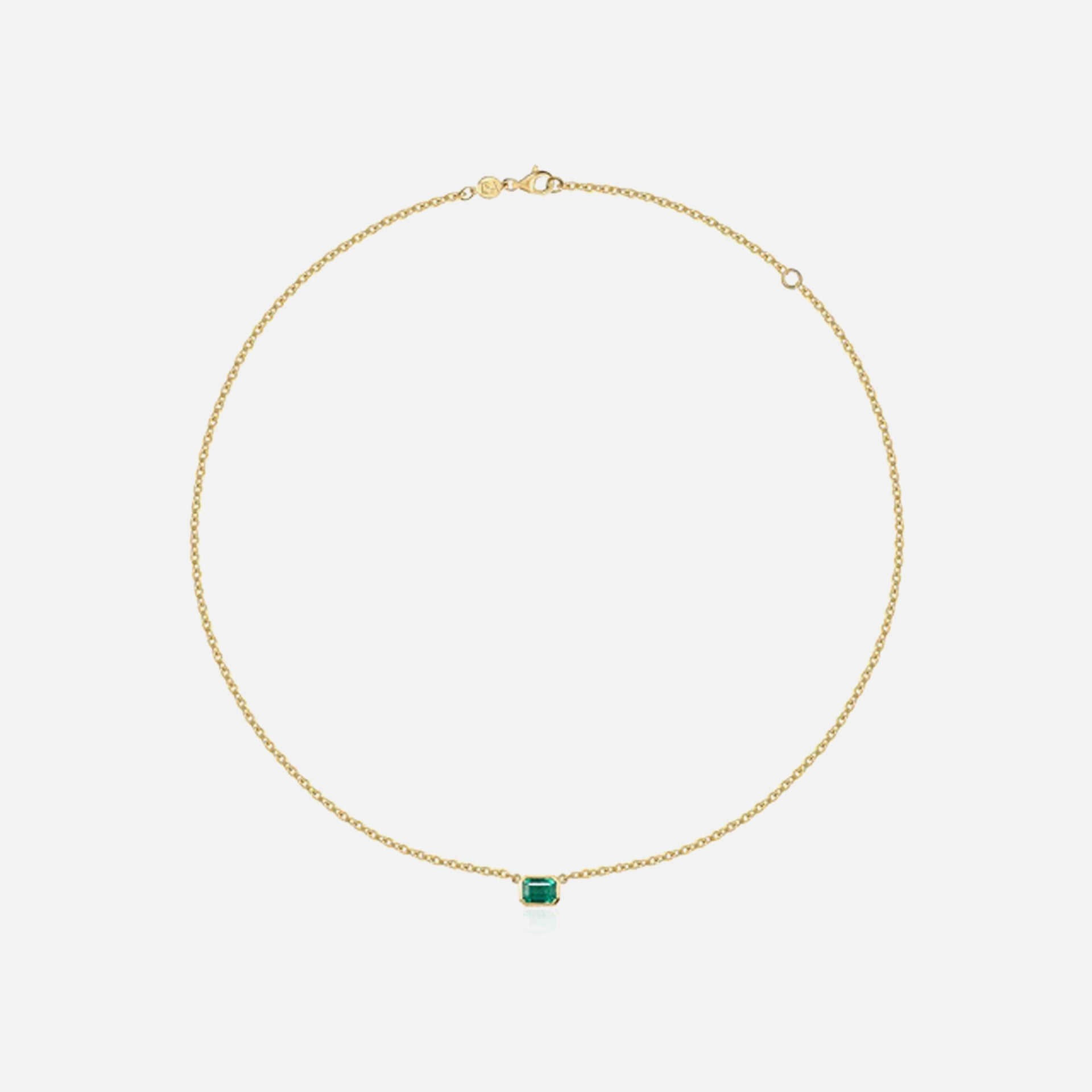 Isa Grutman Emerald Bezel Necklace - Yellow Gold