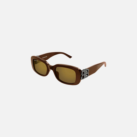 Balenciaga Acetate BB Hinge Oval Frame Sunglasses - Brown