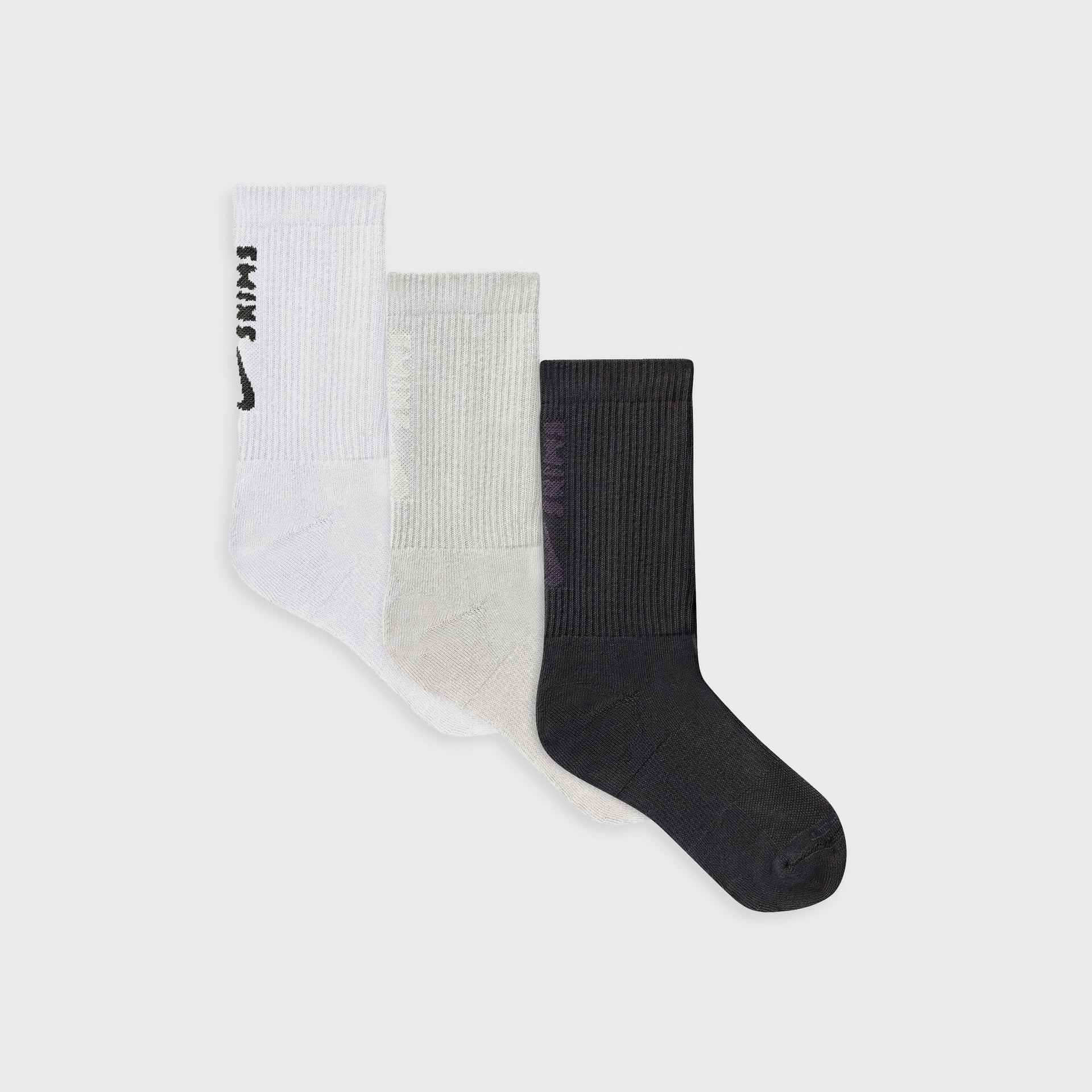 NikeSKIMS Dri-FIT 3-Pack Crew Socks - Snow / Heather Grey / Obsidian