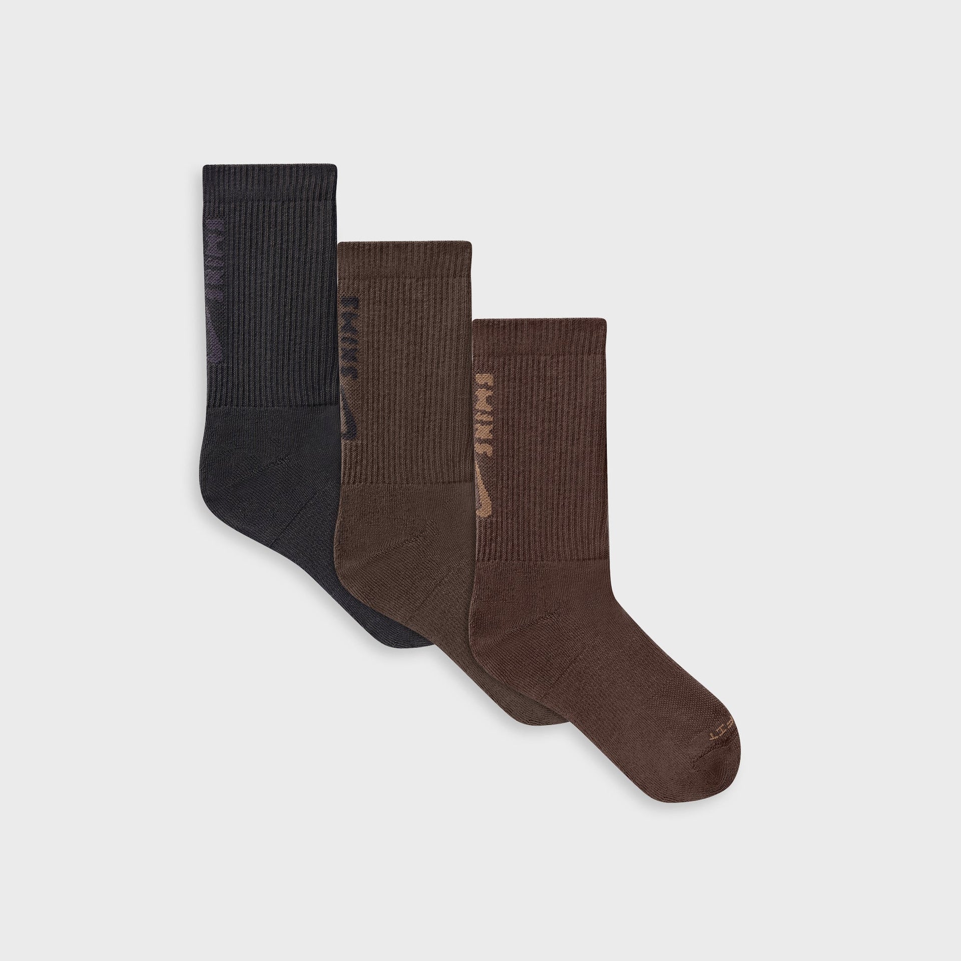 NikeSKIMS Dri-FIT 3-Pack Crew Socks - Obsidian / Phoenix / Dark Sepia
