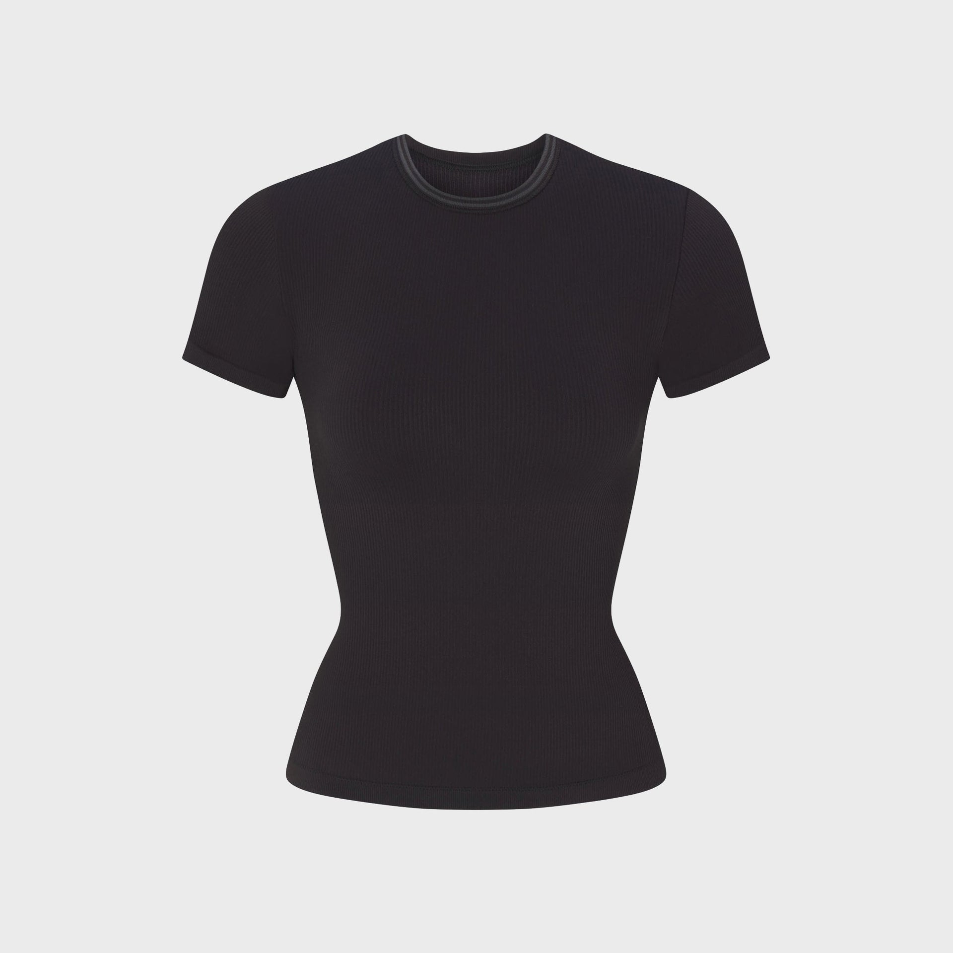 NikeSKIMS Ribbed Seamless Short Sleeve Top - Obsidian / Armor